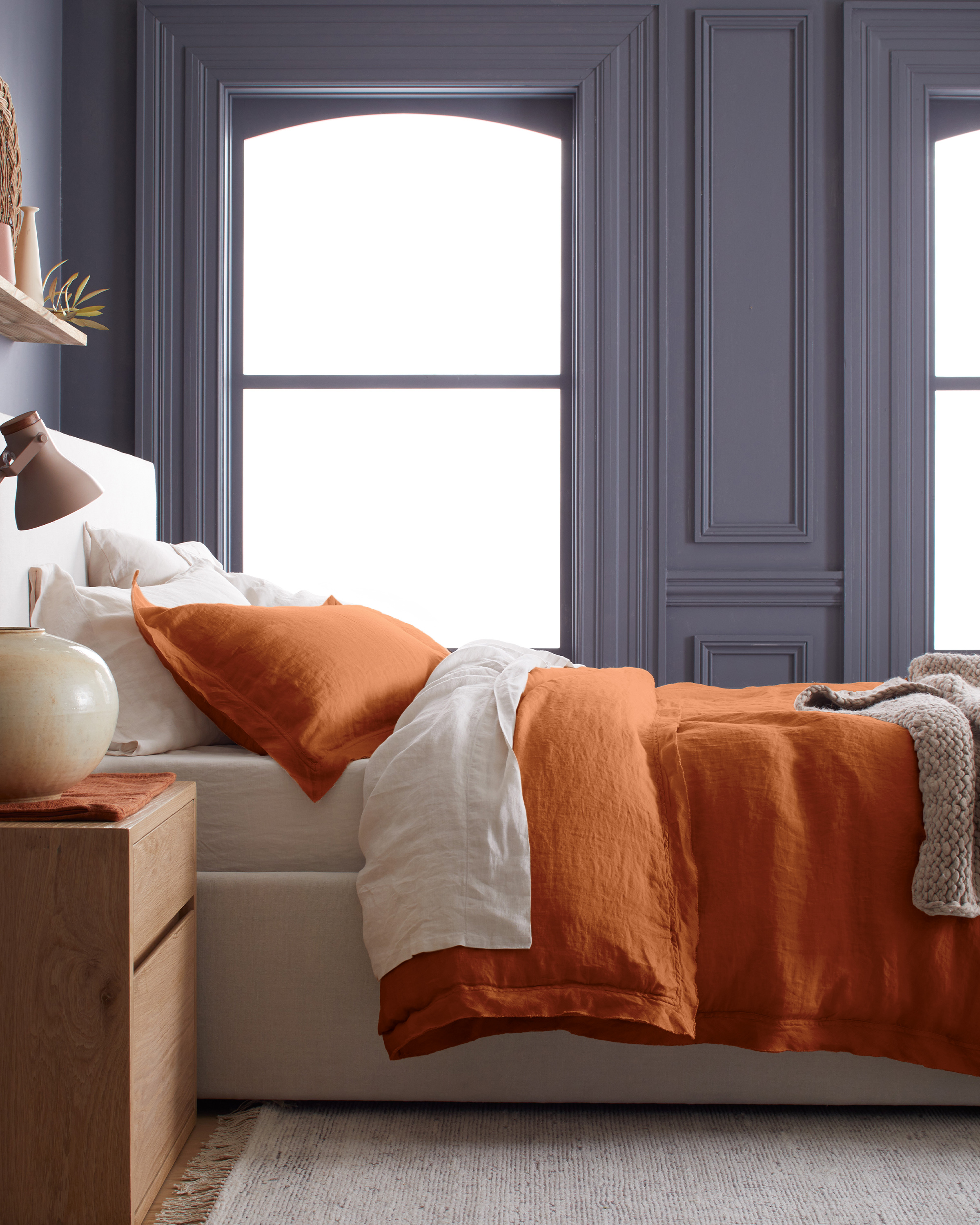 Terracotta European Linen Double Flange Duvet Cover