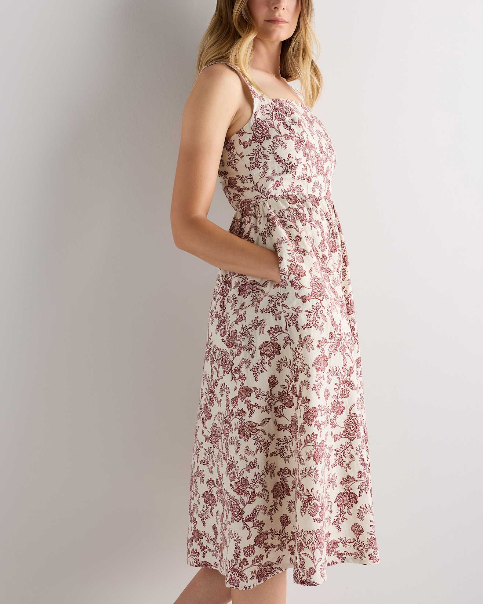 100% European Linen Fit & Flare Midi Dress 100% European Linen Fit & Flare Midi Dress