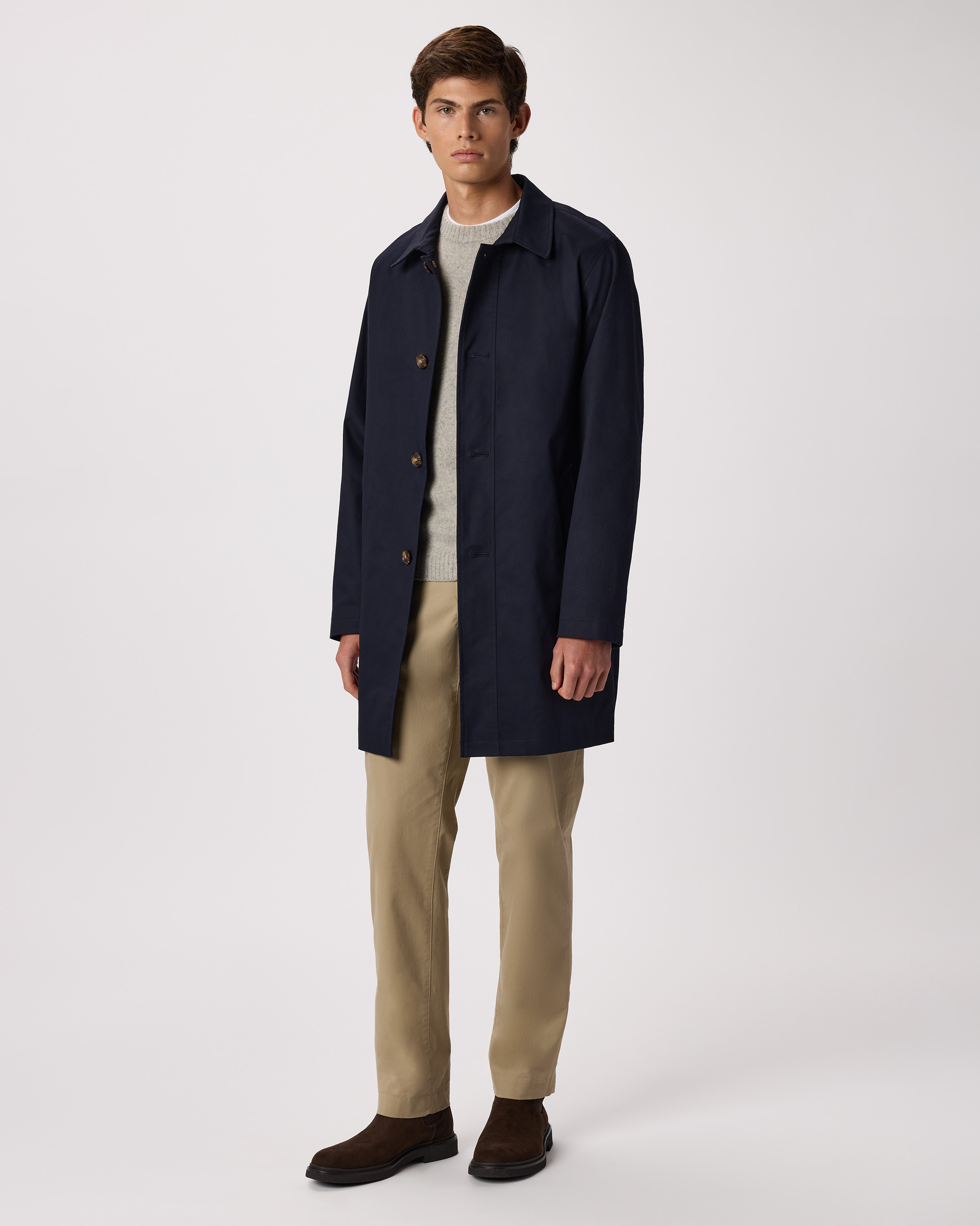 Men's Comfort Stretch Trench Coat in Navy