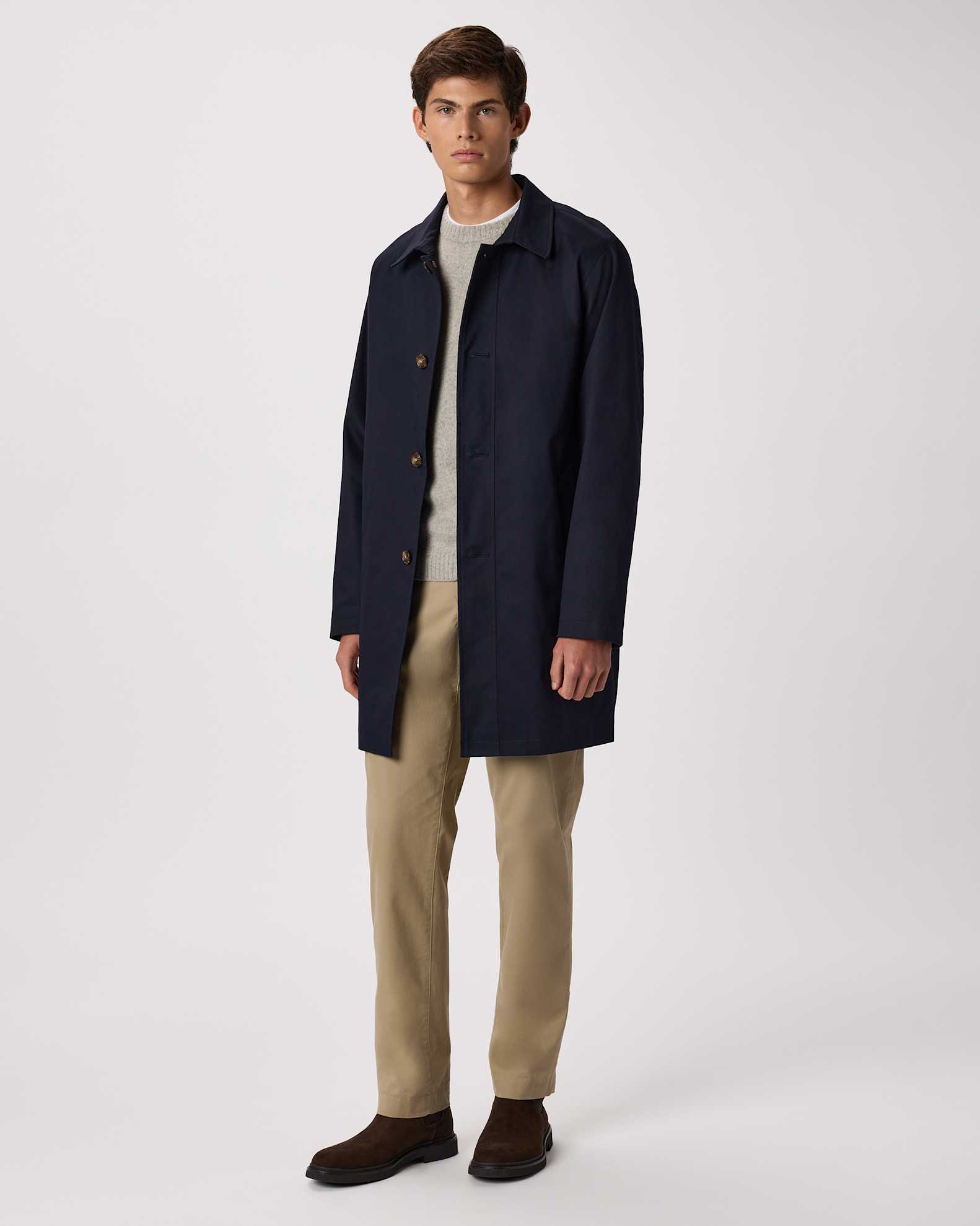 Men's Comfort Stretch Trench Coat in Navy, Size Large, Organic Cotton by Quince Men's Comfort Stretch Trench Coat in Navy, Size Large, Organic Cotton by Quince