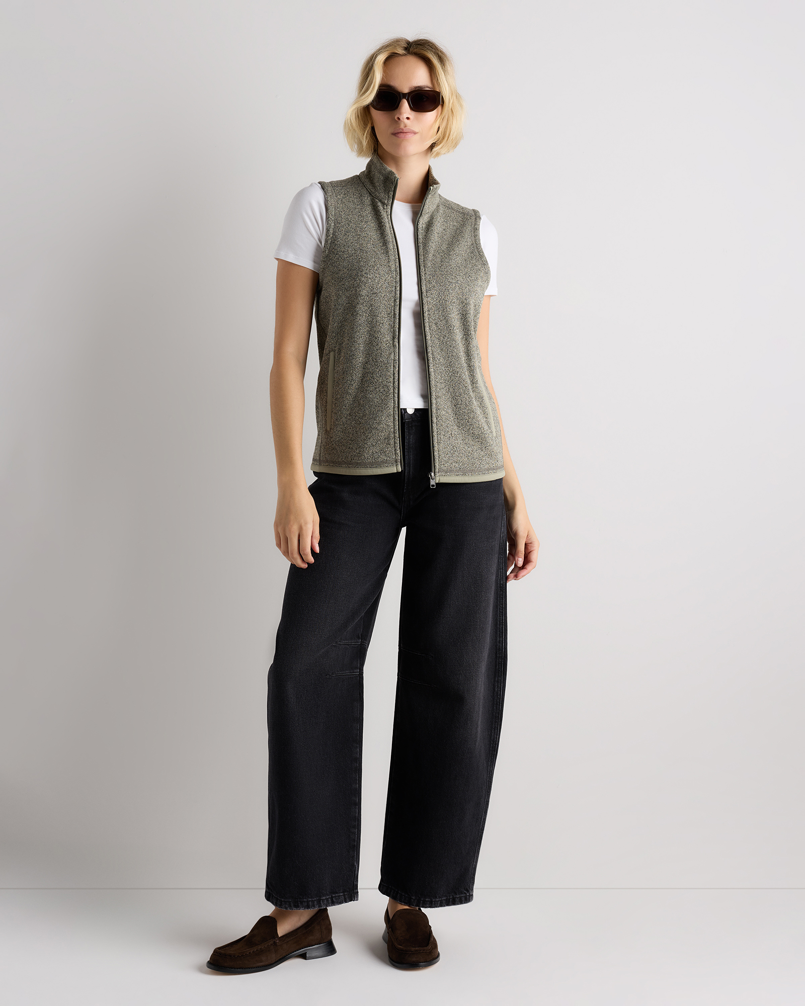 Sweater-Knit Fleece Full-Zip Vest