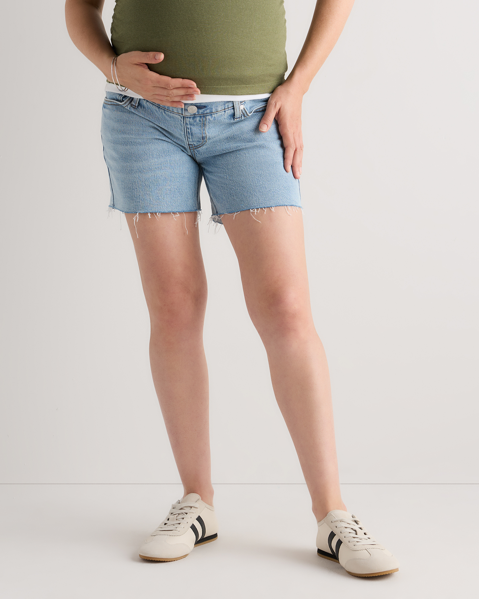 Cool Blue Fray Lila Stretch Maternity Vintage Shorts