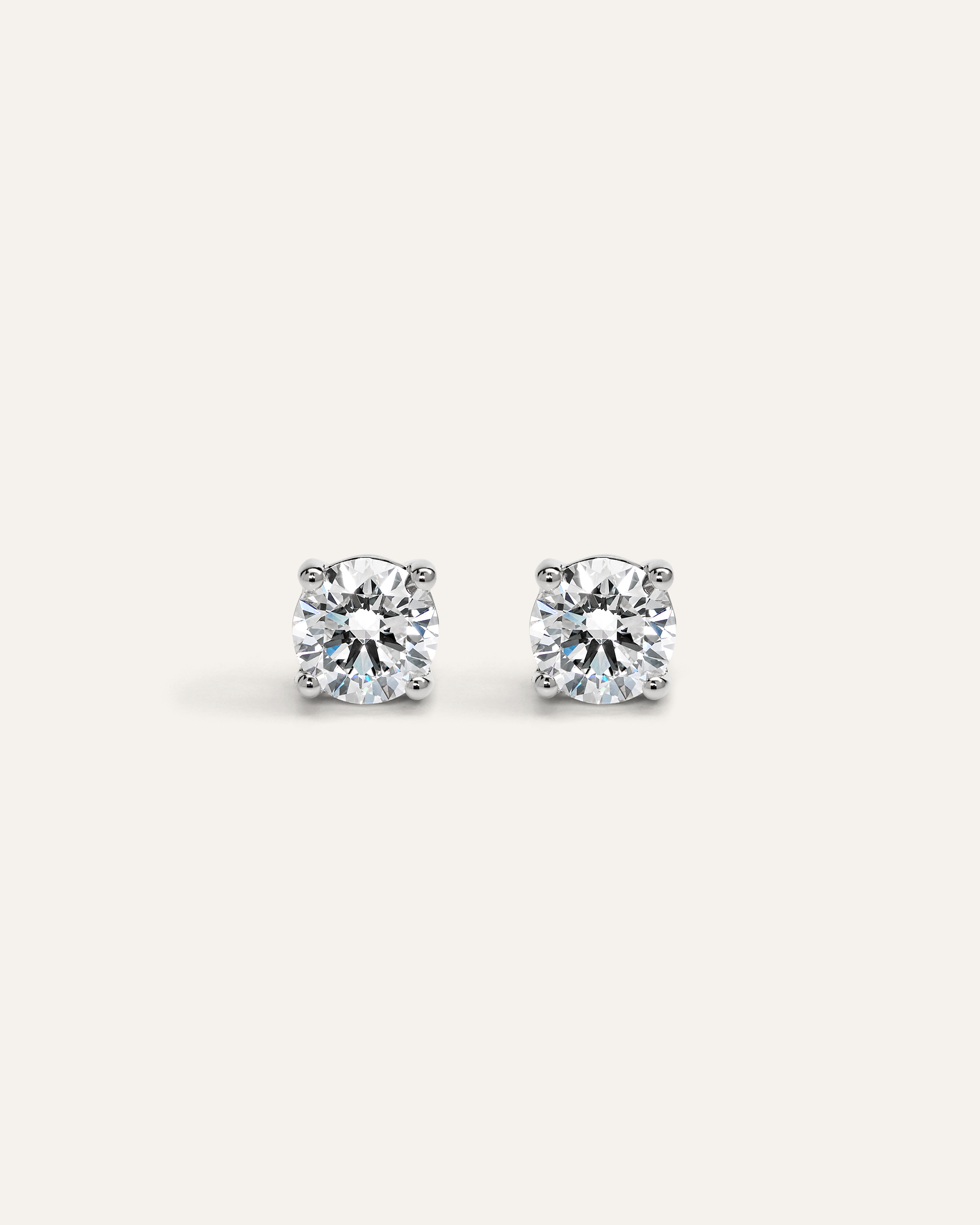 White Gold 14K Gold Lab Grown Diamond Four-Prong Solitaire Studs