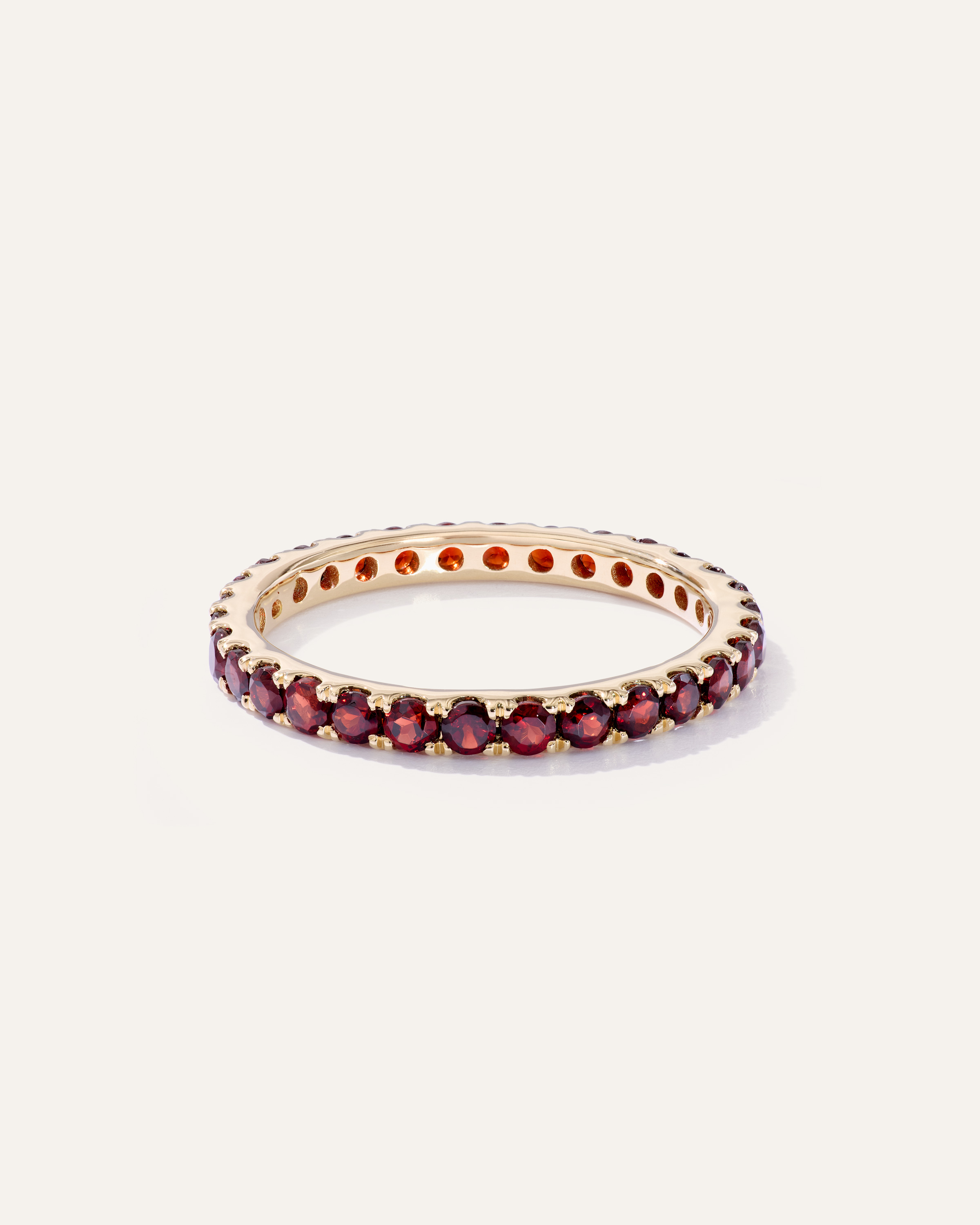 Garnet 14K Gold Gemstone Pave Eternity Band