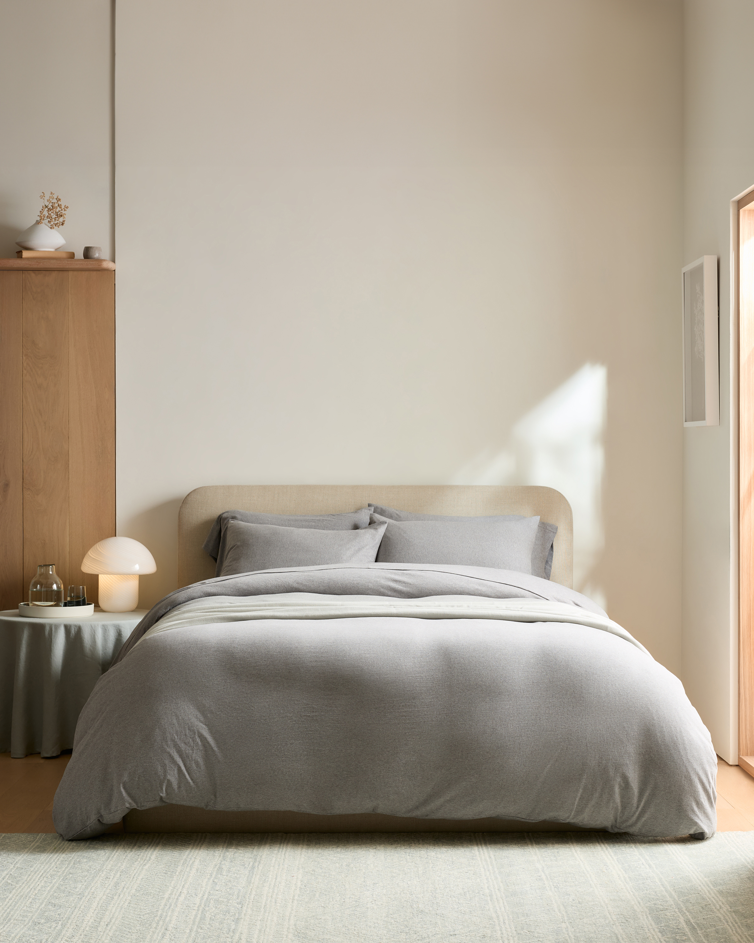 Heather Grey Organic Jersey Duvet Cover Set