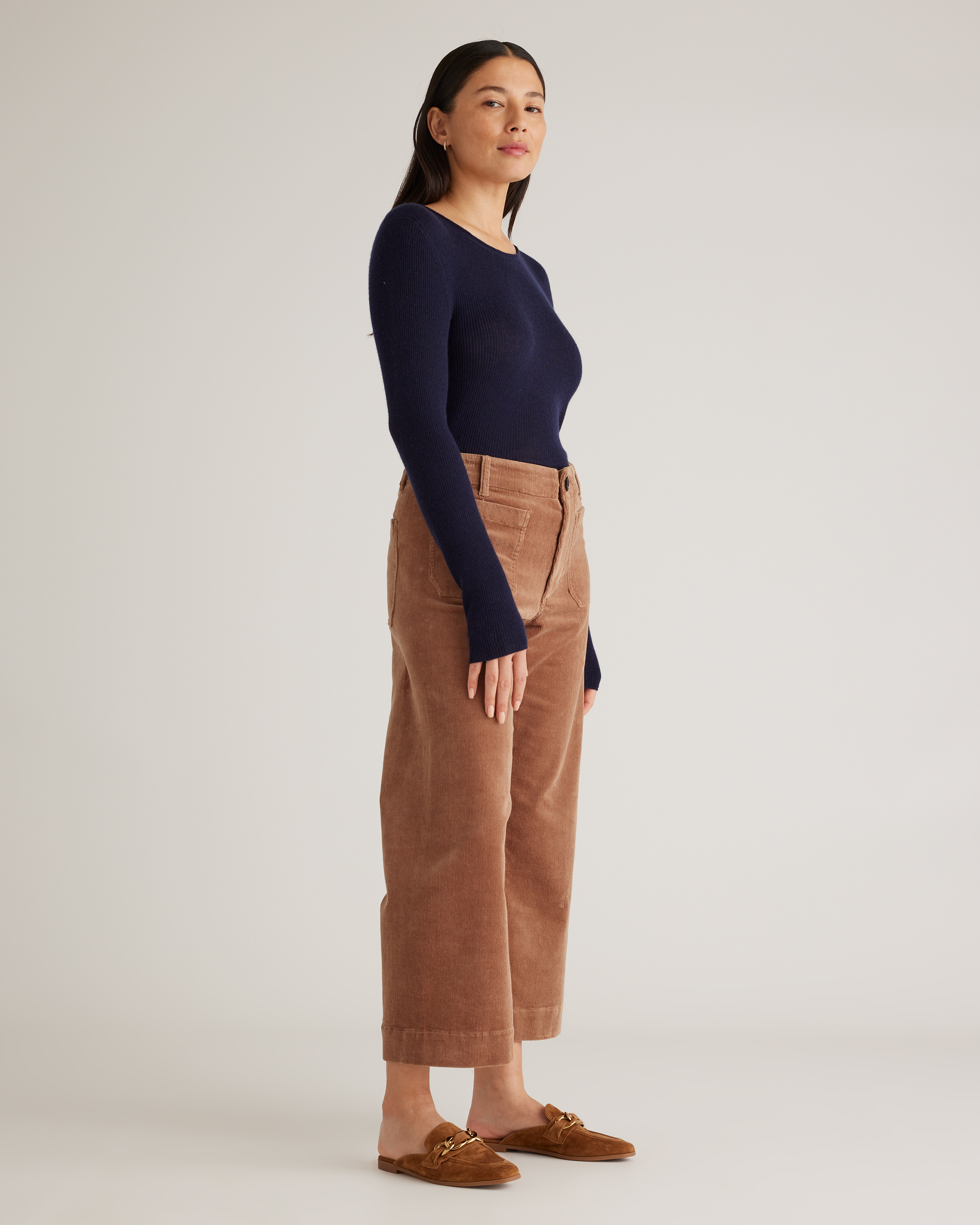 Organic Stretch Corduroy Cropped Wide Leg Pants