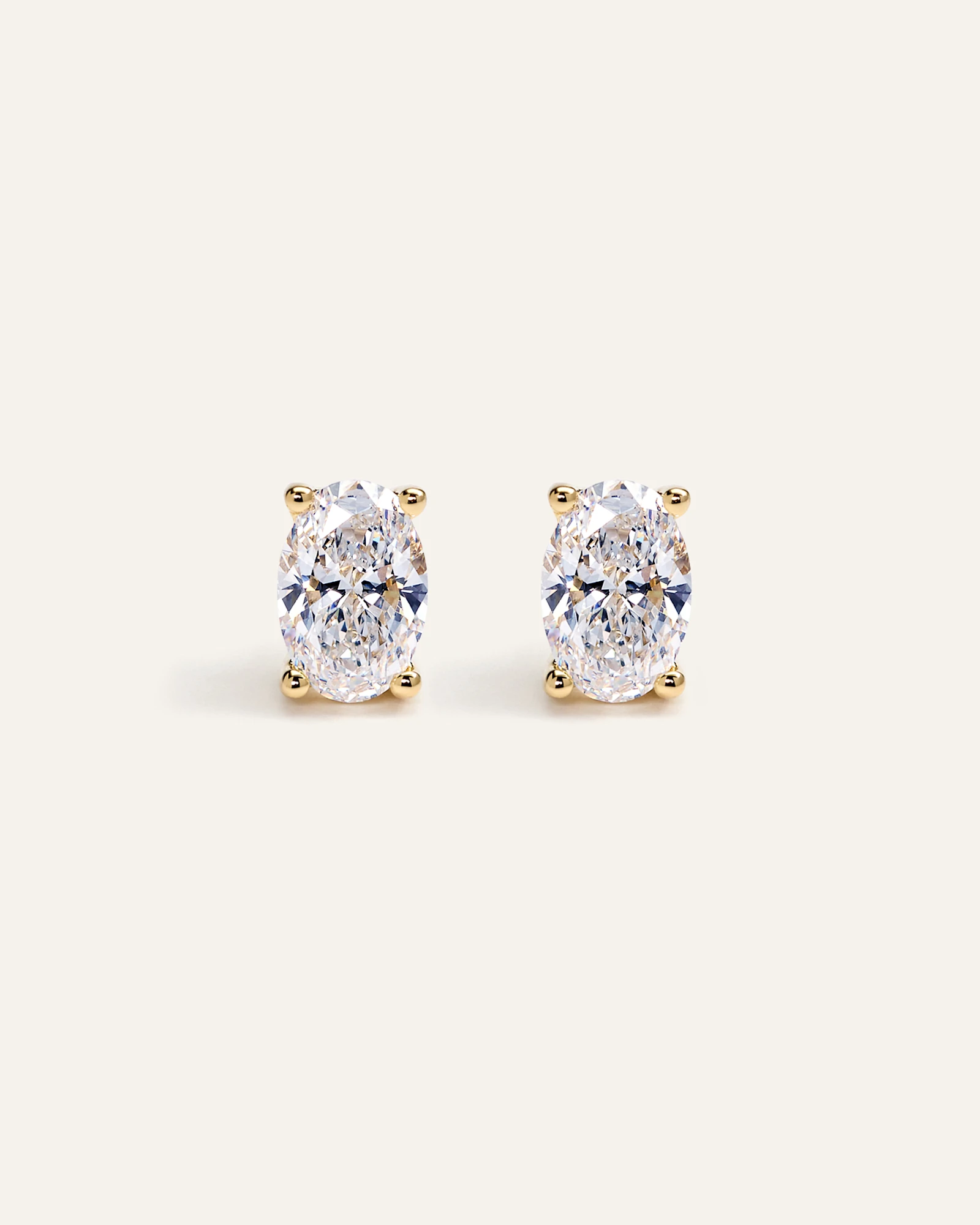 14K Gold Lab Grown Diamond Oval Solitaire Studs