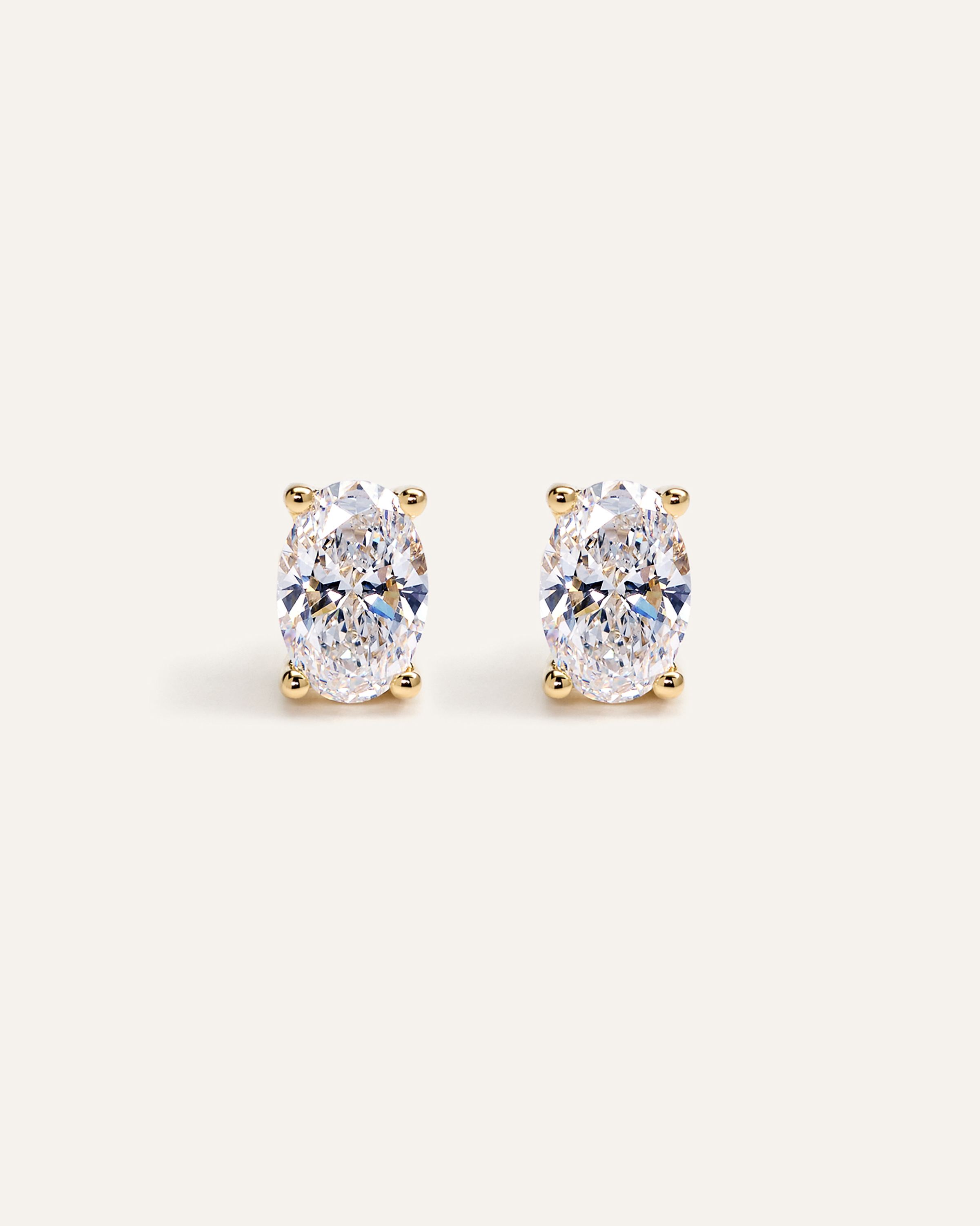 Yellow Gold 14K Gold Lab Grown Diamond Oval Solitaire Studs