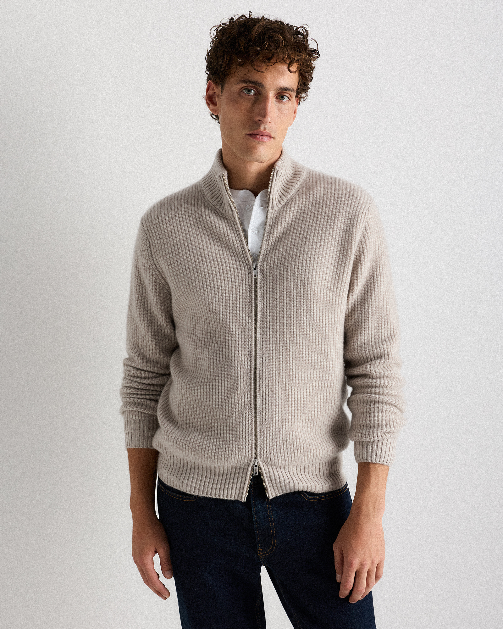 Quince Men's Mongolian Cashmere Fisherman Full Zip Sweater In Black