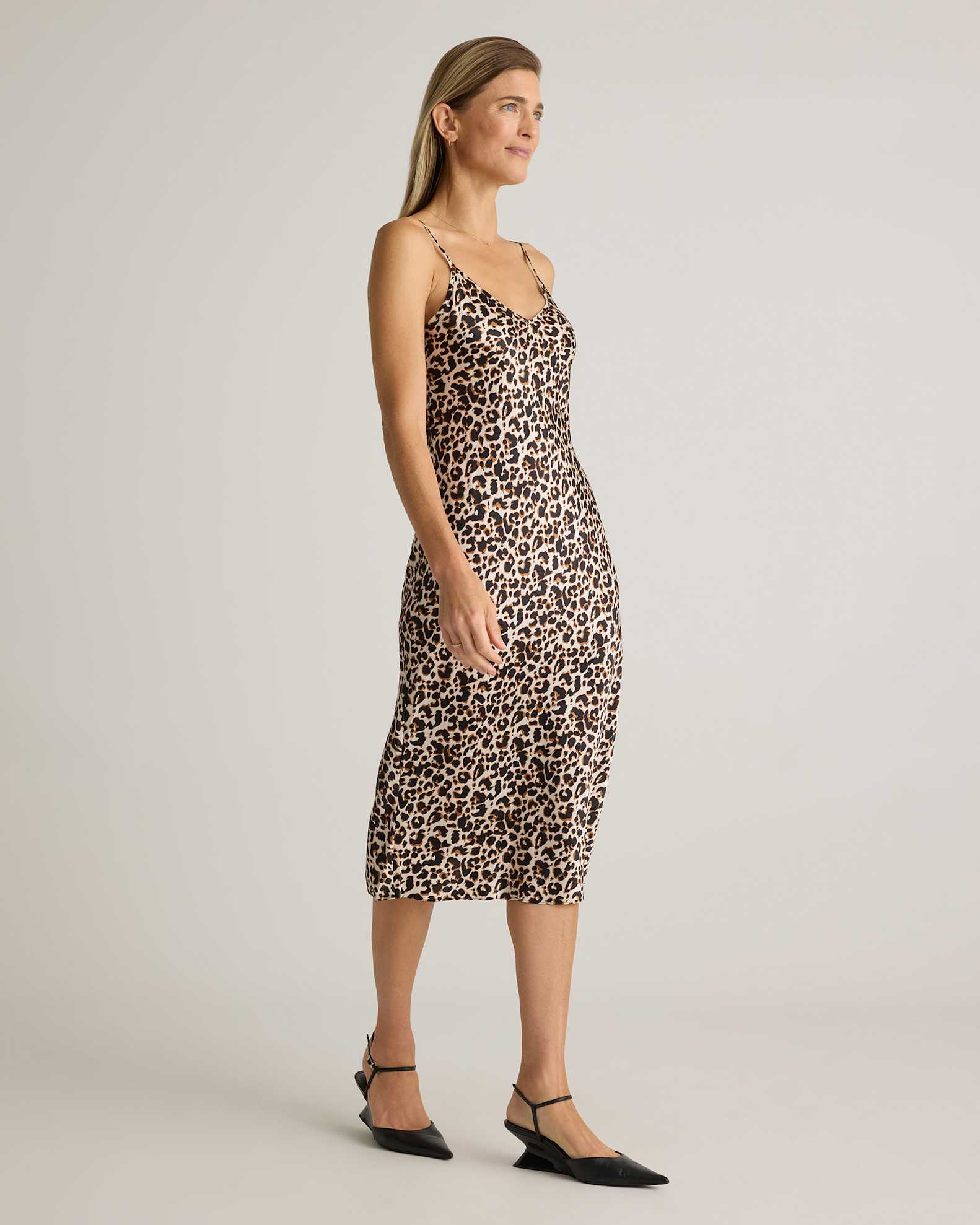 Quince Women's Leopard Print Slip Dress, XS - 100% Washable Mulberry Silk, Midi Length, Bias Cut for Flattering Fit Quince Women's Leopard Print Slip Dress, XS - 100% Washable Mulberry Silk, Midi Length, Bias Cut for Flattering Fit