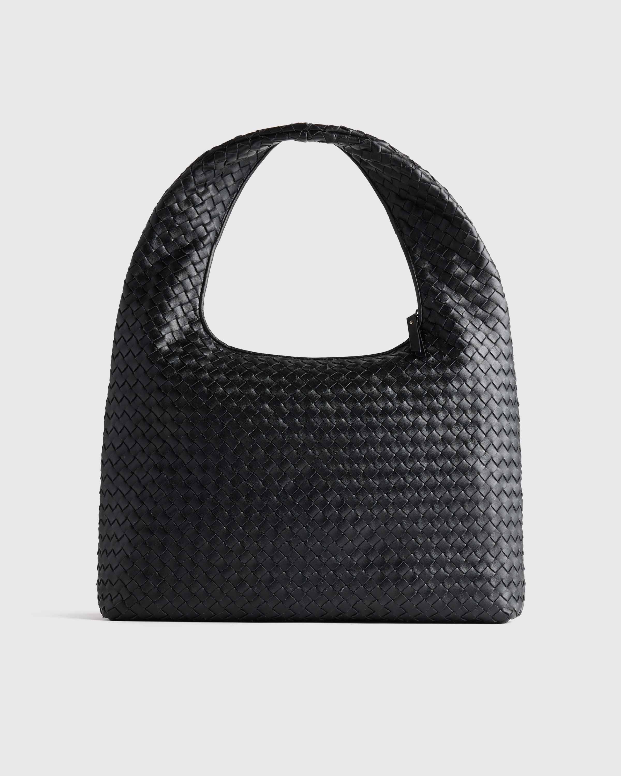 Black Italian Leather Handwoven Shoulder Bag