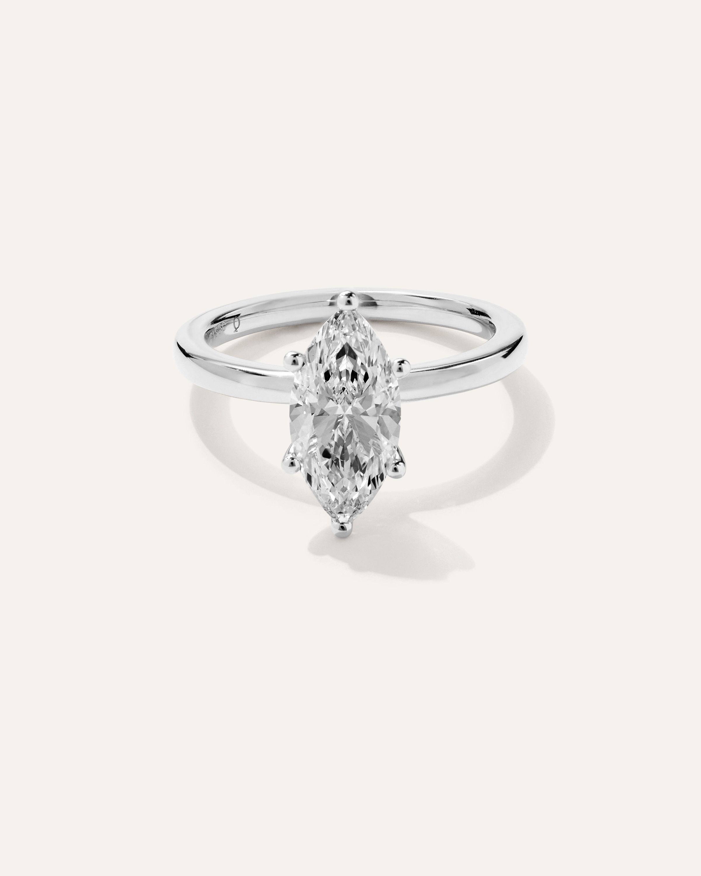 Platinum Lab Grown Diamond Marquise Comfort Fit Engagement Ring - 2ct
