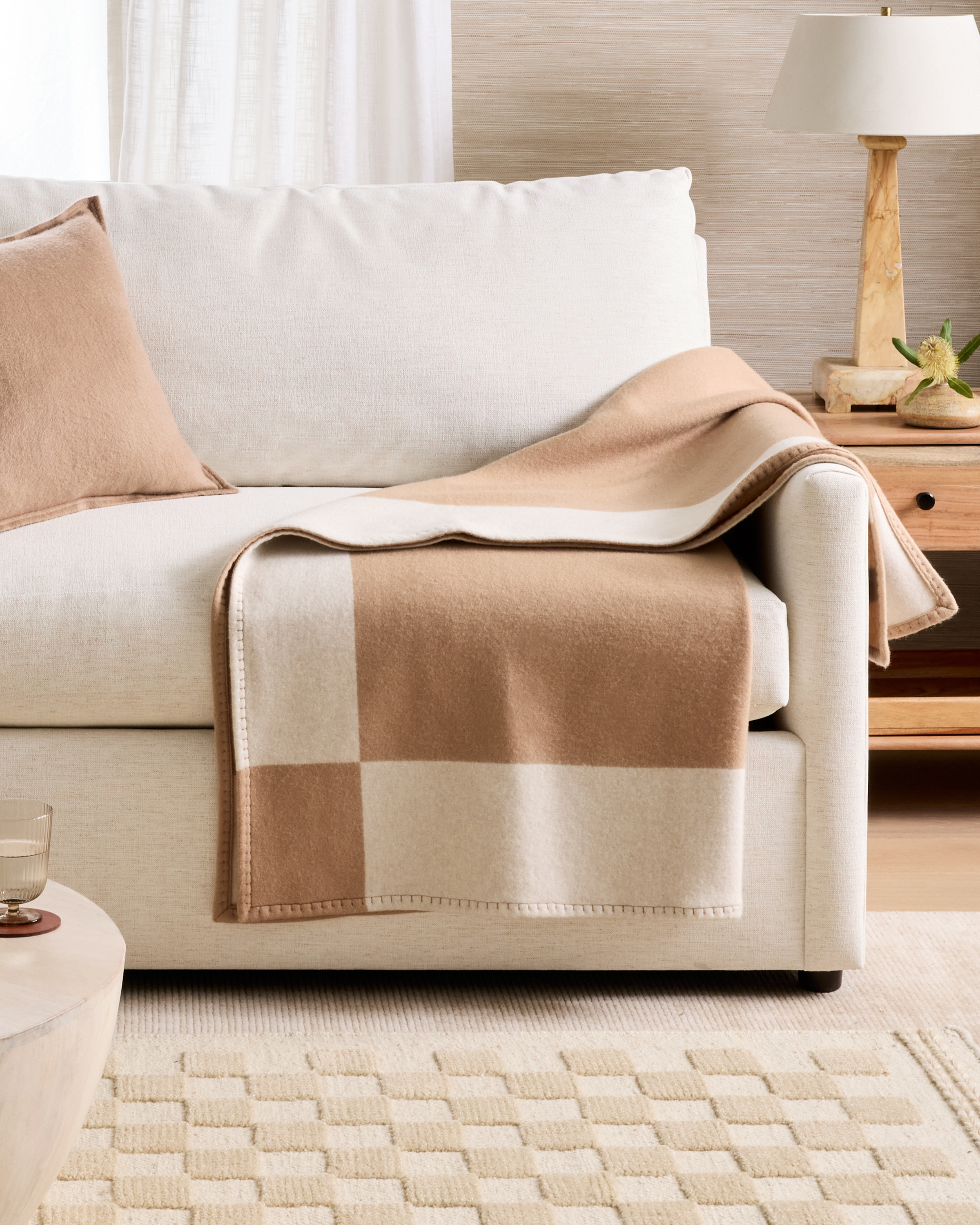 Camel Merino Wool & Cashmere Luxury Throw