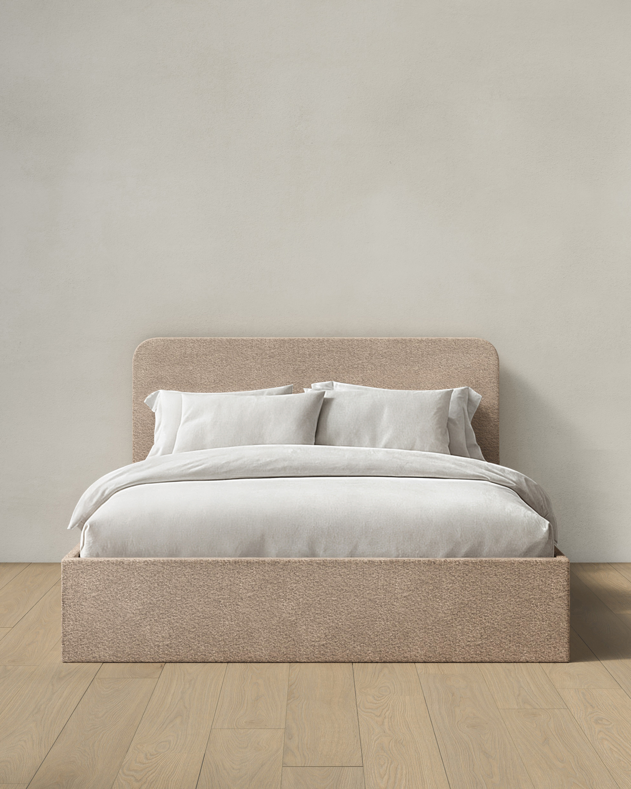 Camel Plush Boucle Curved Bed