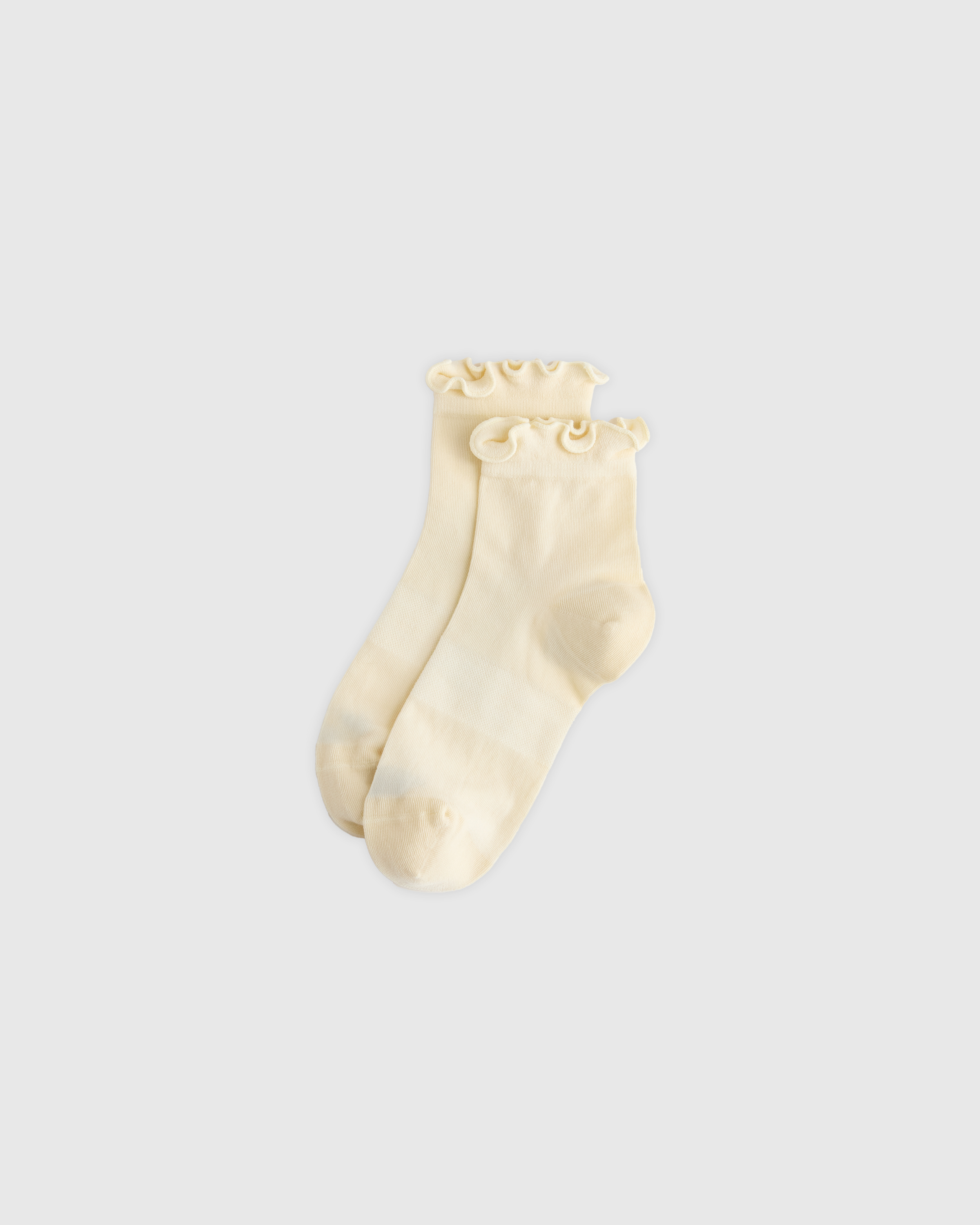 Cream Everyday Lightweight Cotton Ruffle Quarter Crew Sock