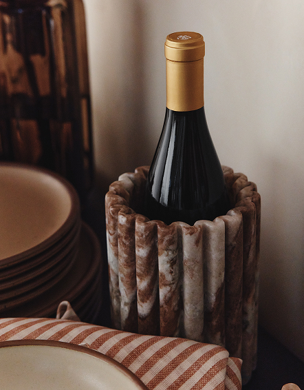 Brown Handcrafted Fluted Marble Wine Chiller