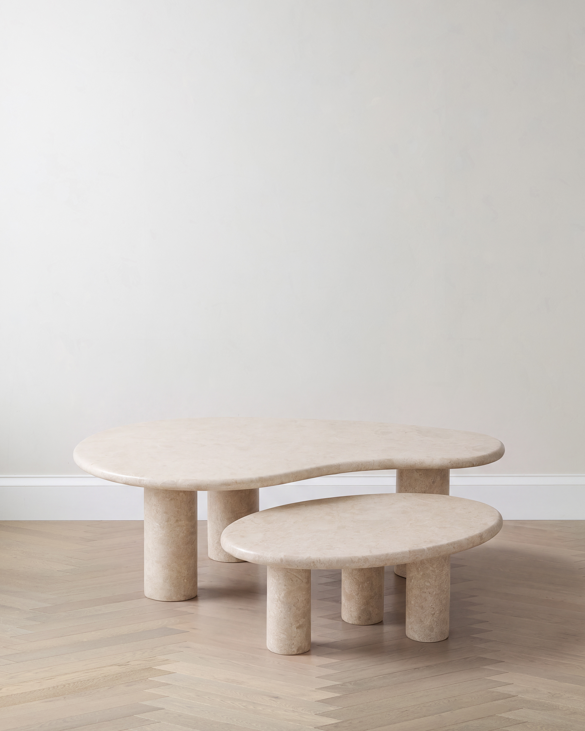 Cream Marble Nesting Coffee Table Set