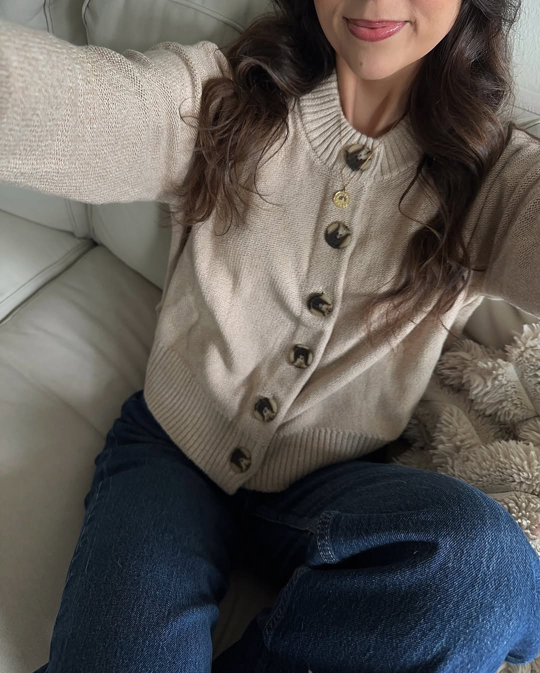 Speckled Beige 100% Organic Cotton Cropped Cardigan