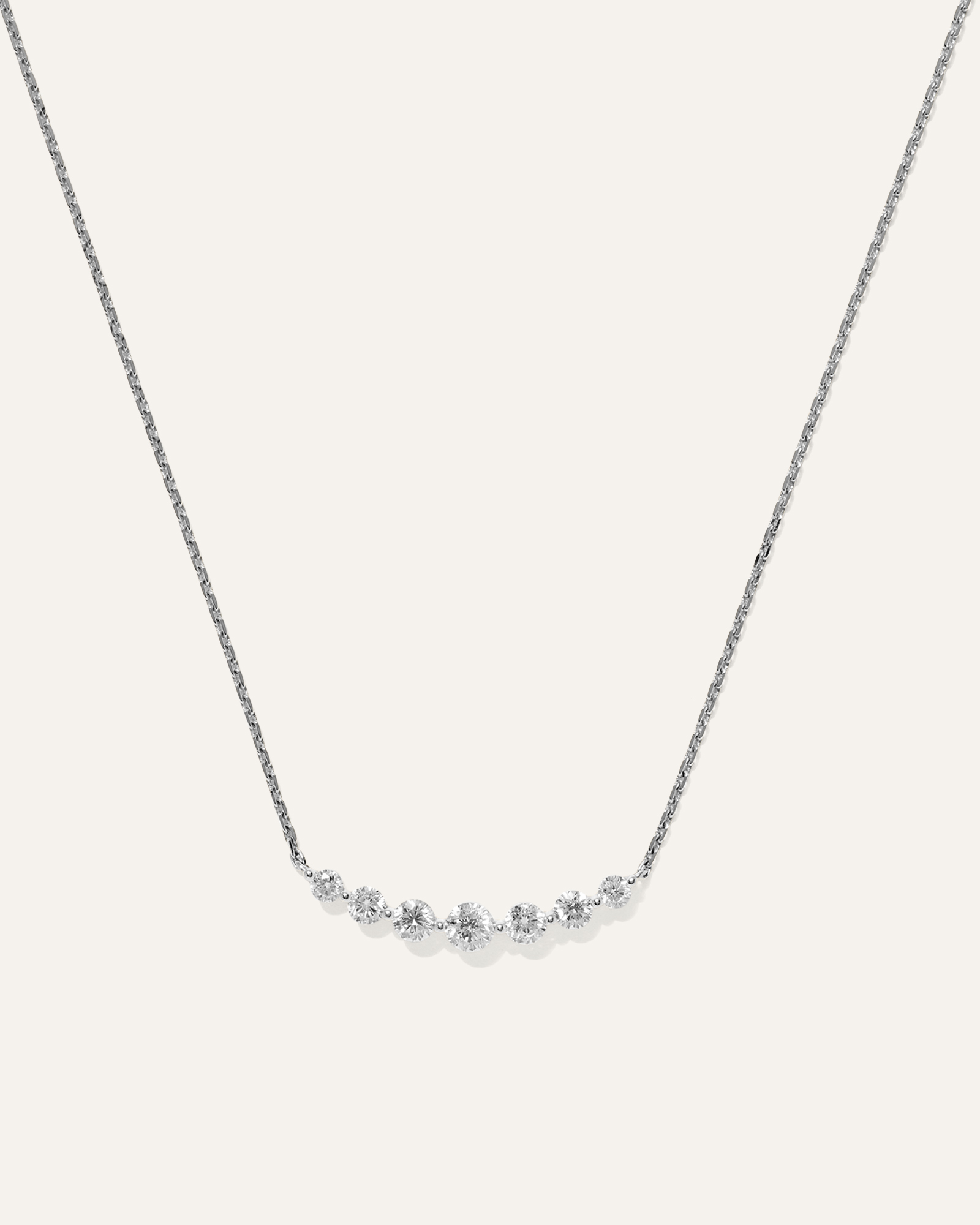 White Gold 14K Gold Lab Grown Diamond Graduated Bar Necklace