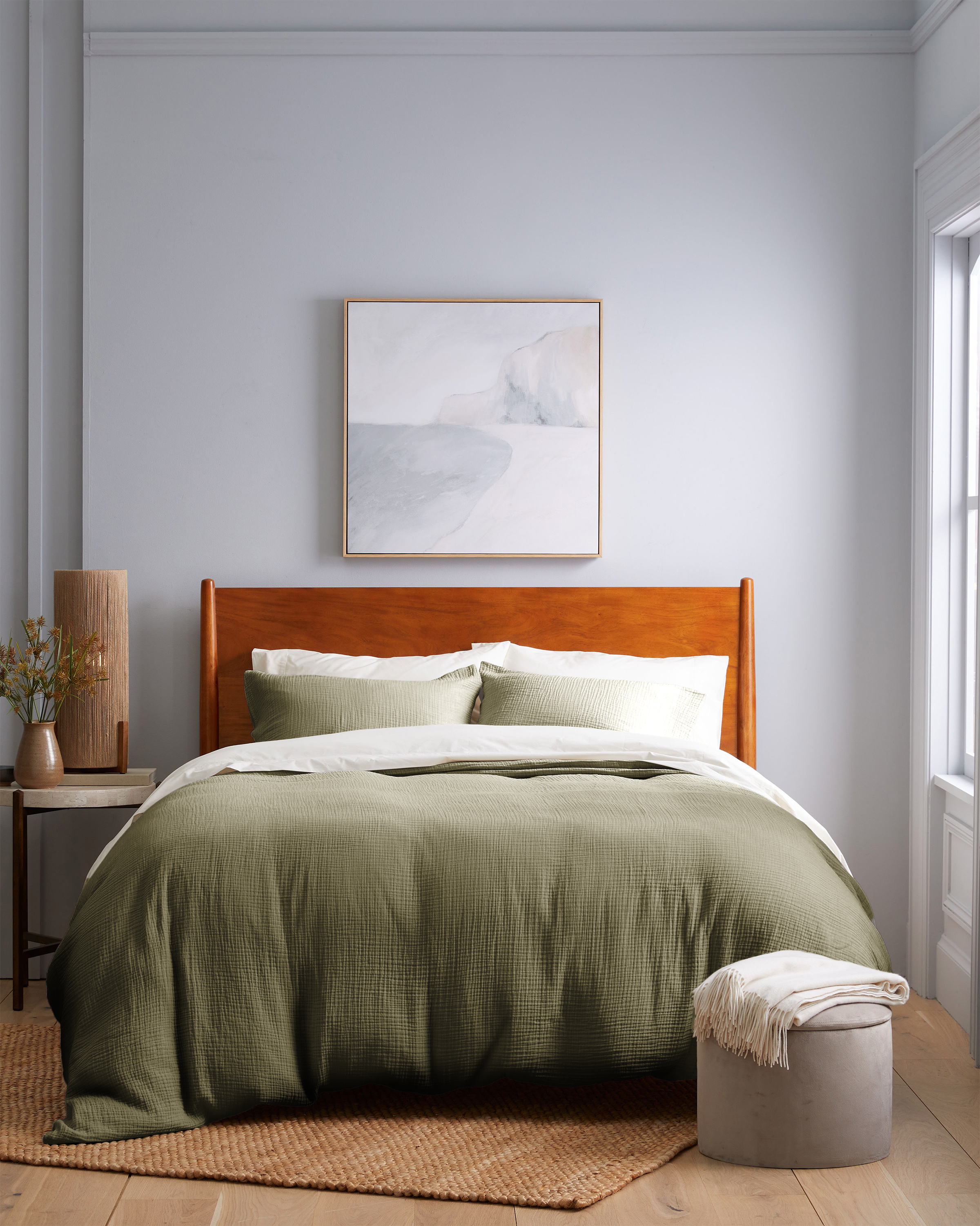 Olive Organic Airy Gauze Duvet Cover Set