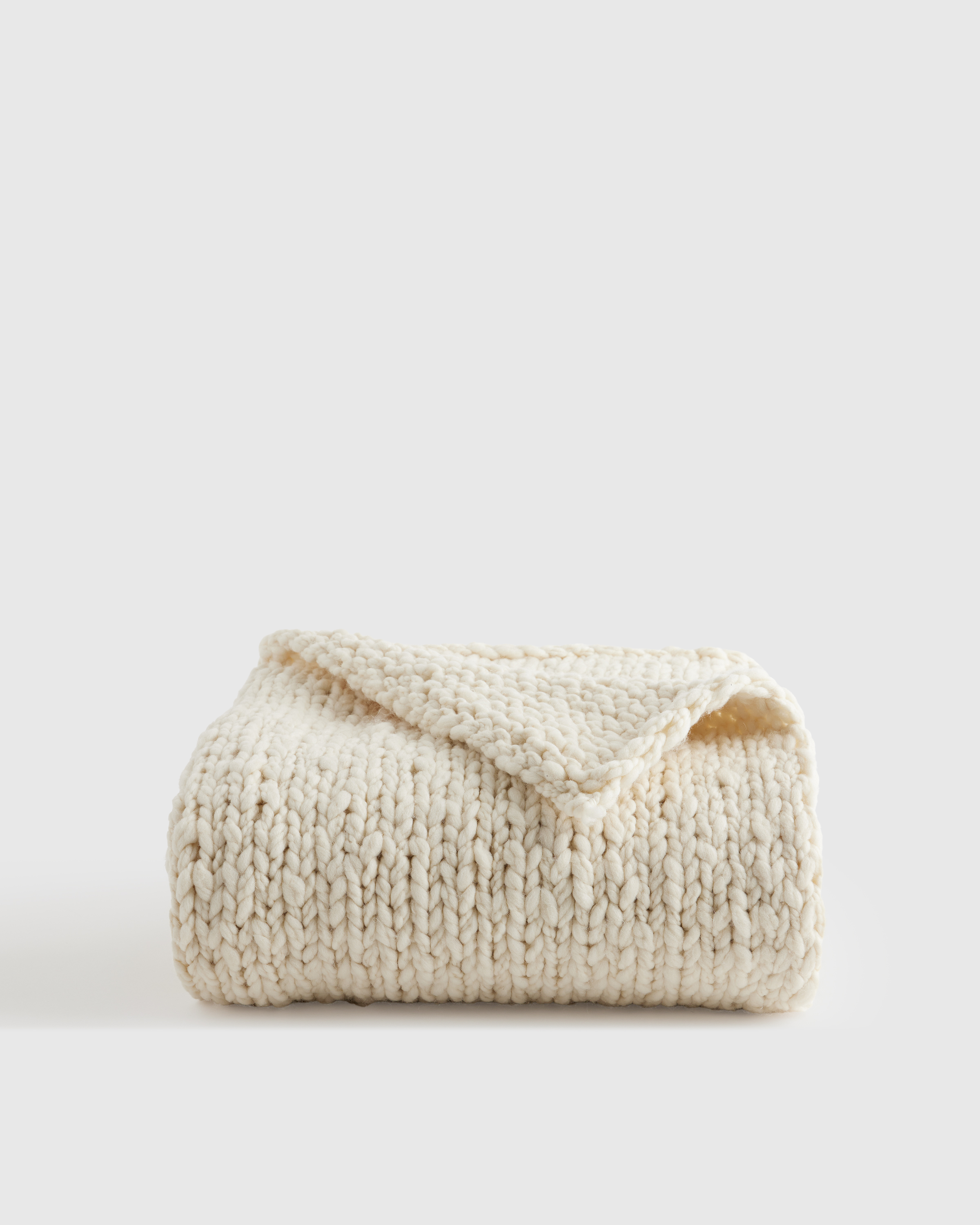 Ivory Chunky Hand Knit Wool Throw