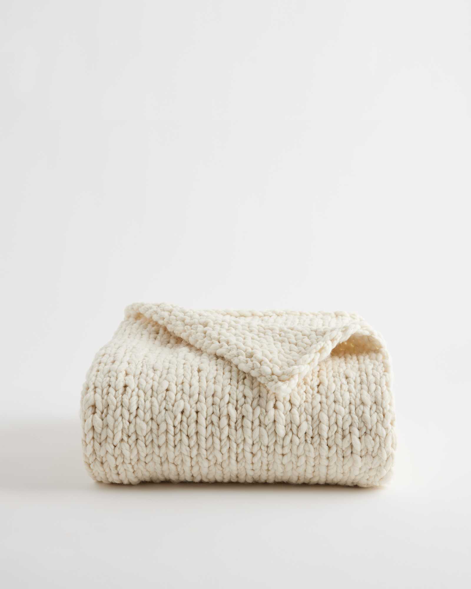 Chunky Hand Knit Wool Throw