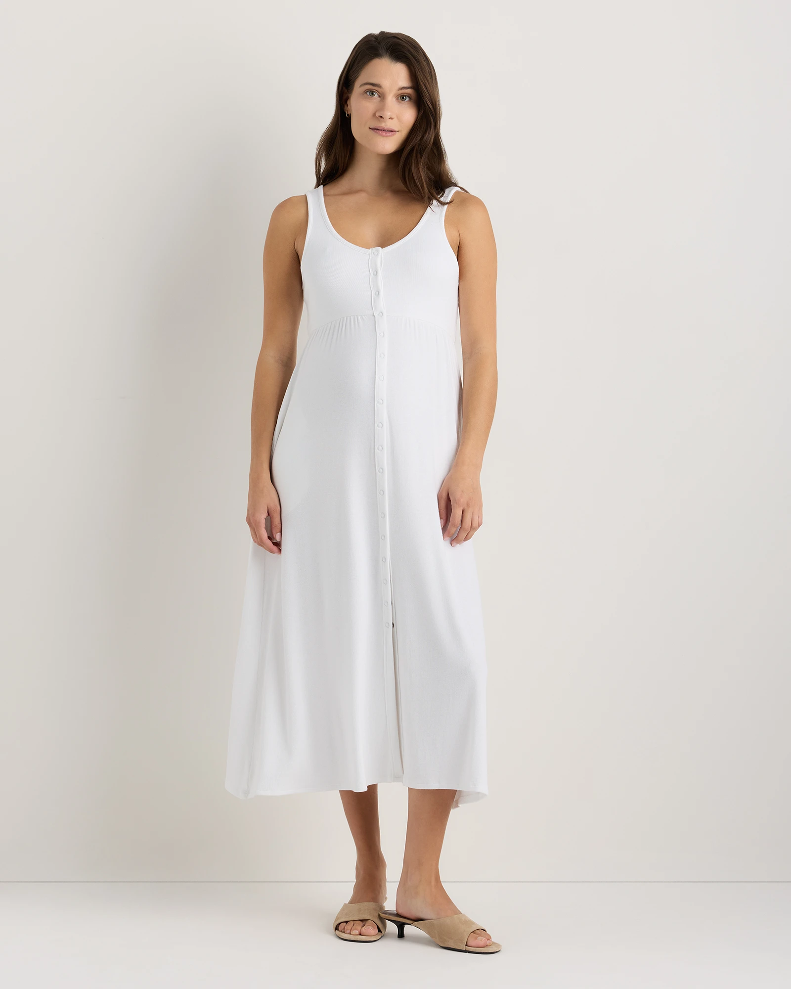 Bamboo Maternity Sleeveless Button Front Dress - Maternity