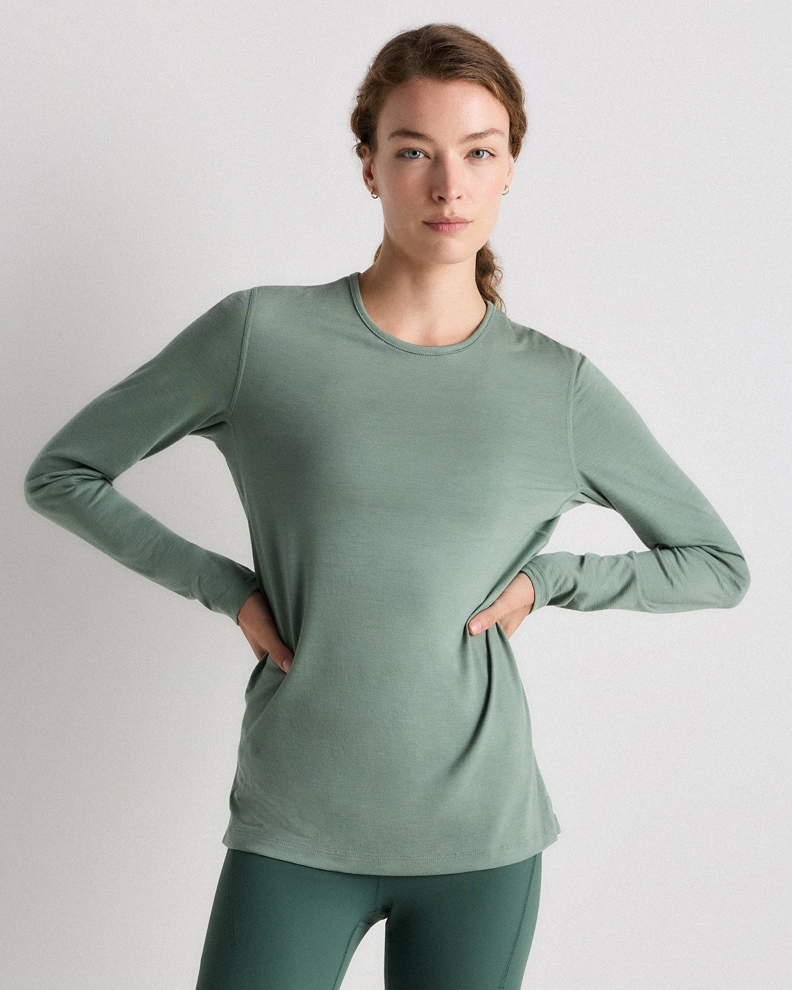 Sea Spray Green 100% Merino Wool All-Season Long Sleeve Base Layer