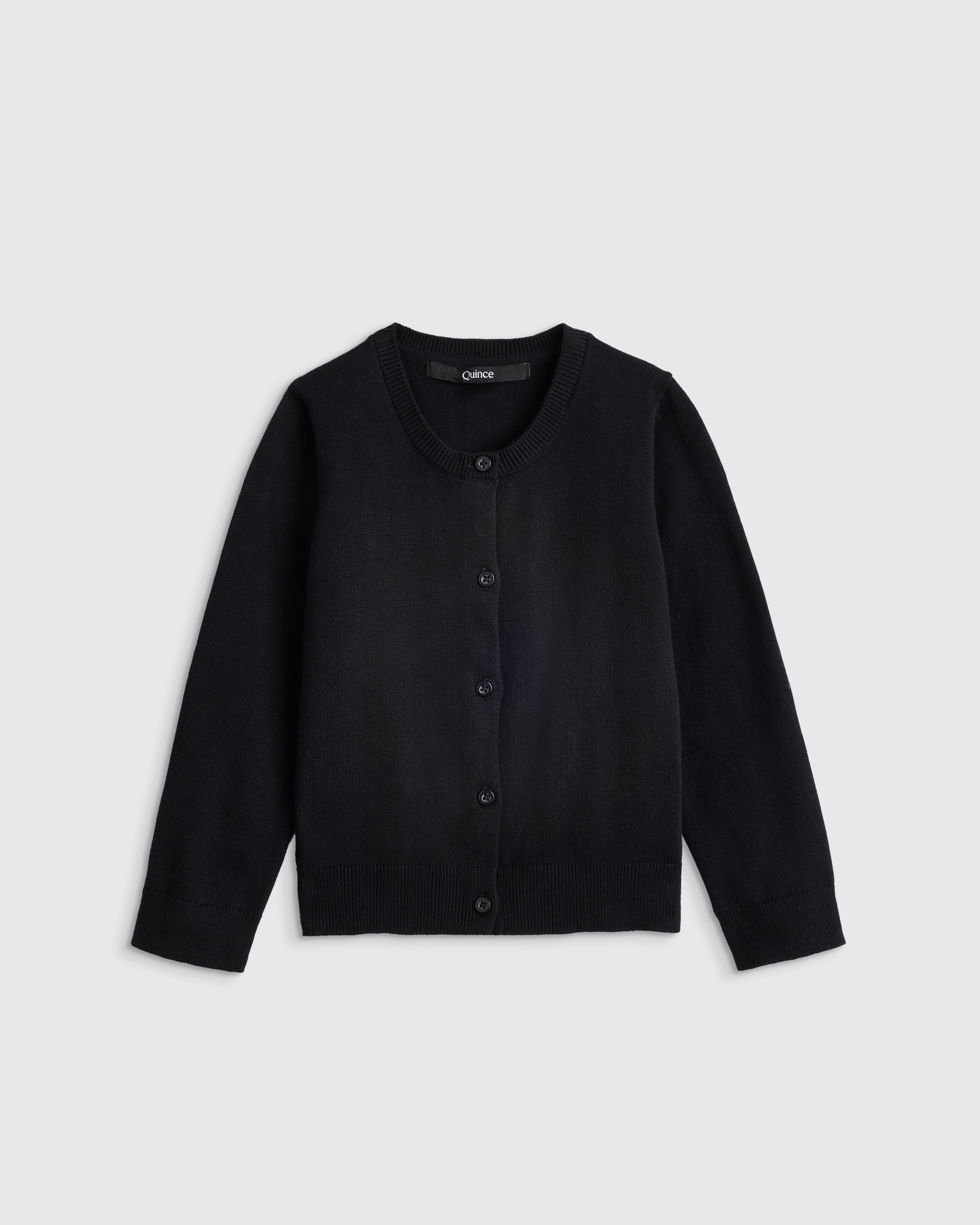 Black 100% Organic Cotton Crewneck Cardigan 
