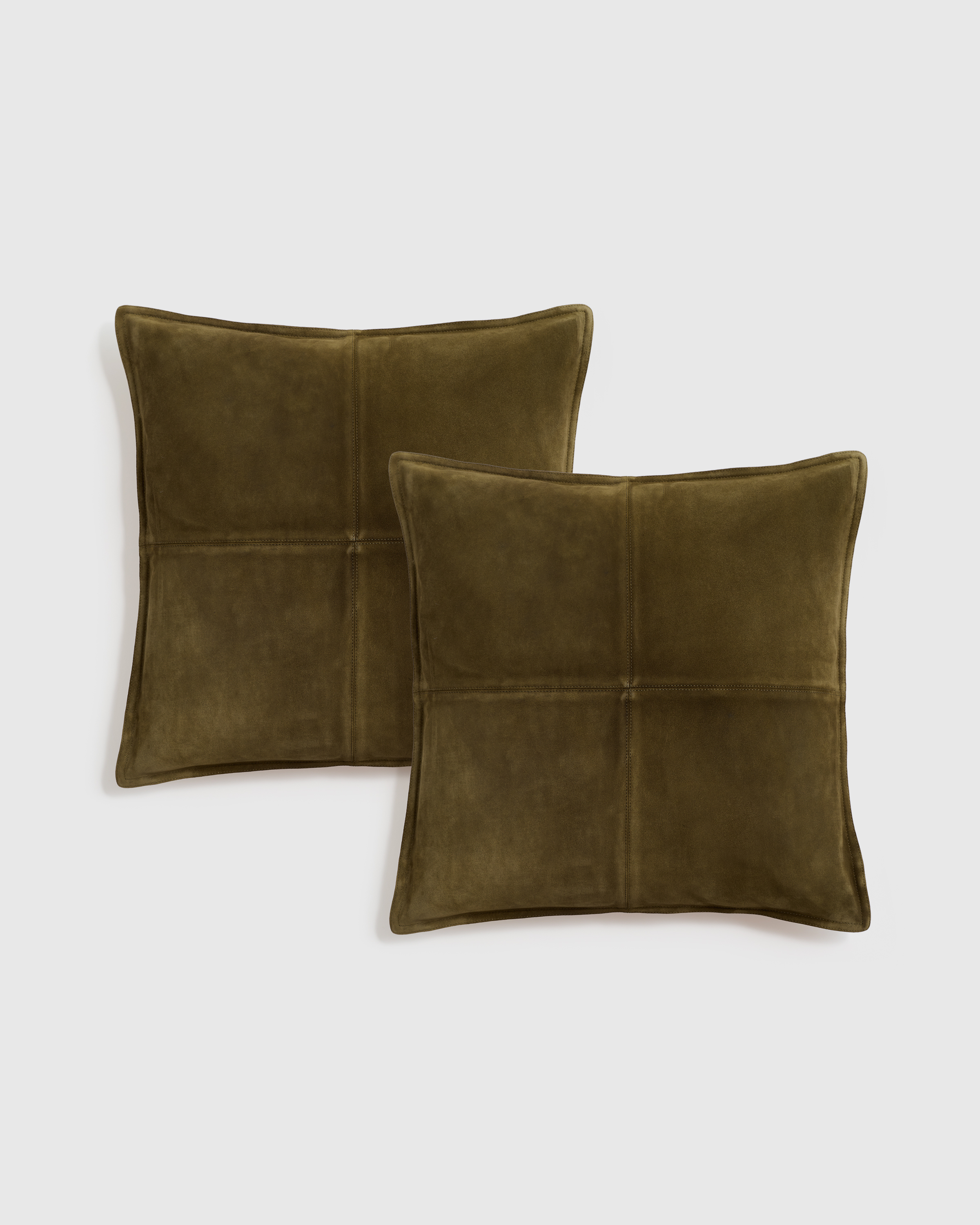 Olive Pieced Suede Pillow Cover (Set of 2)