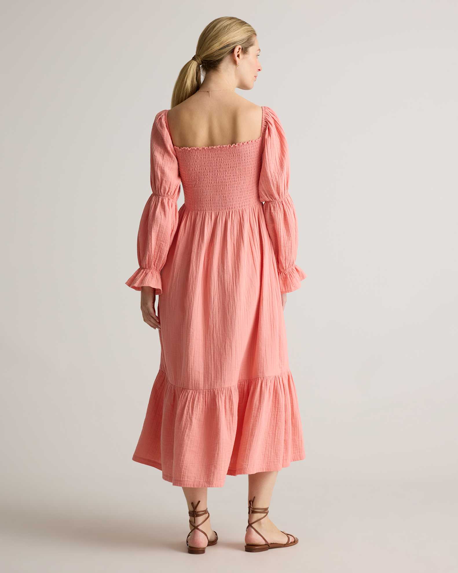 Women's Gauze Maternity Smocked Midi Dress in Coral Blush, Size XS, Organic Cotton by Quince Women's Gauze Maternity Smocked Midi Dress in Coral Blush, Size XS, Organic Cotton by Quince