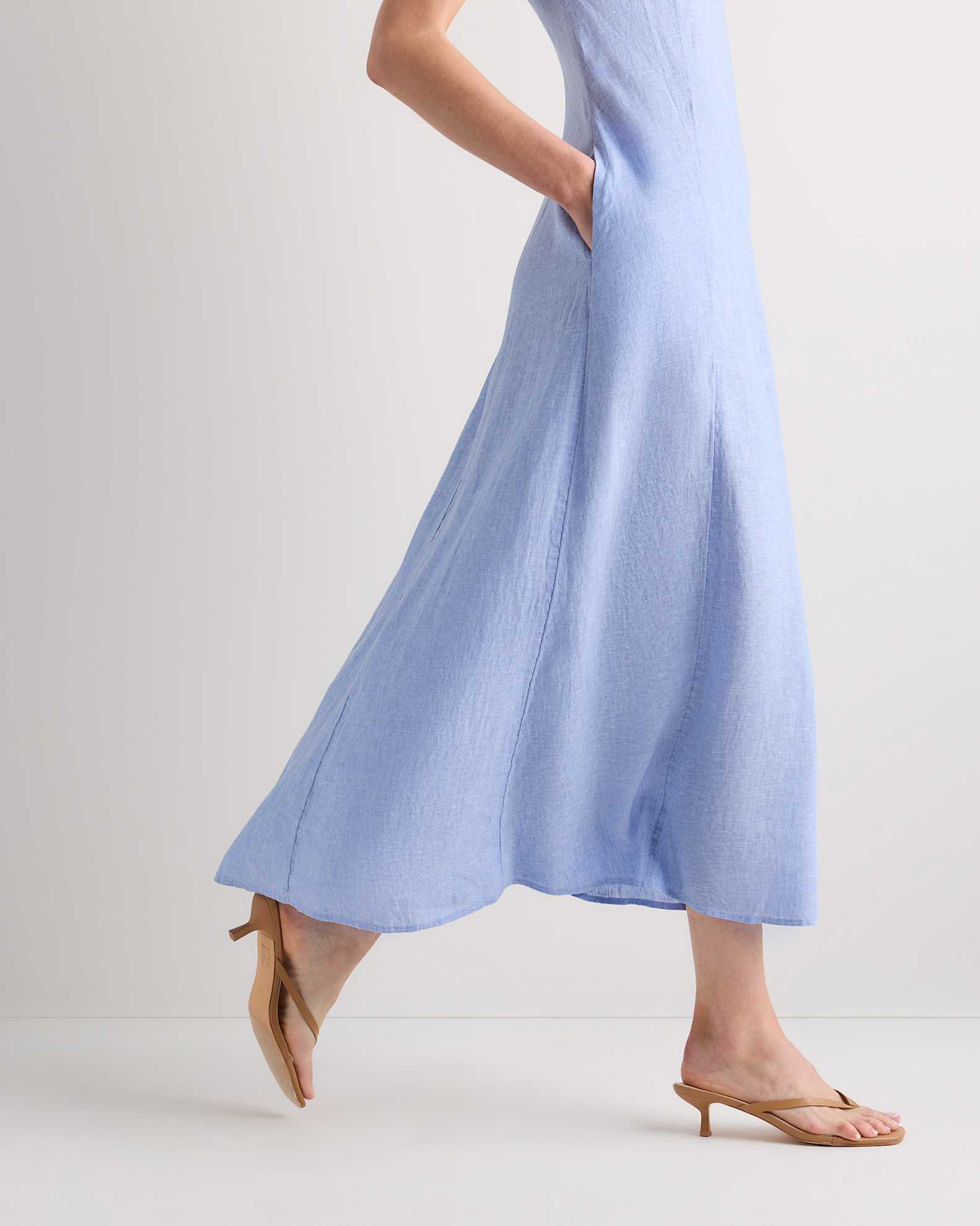 quince strapless linen dress Women's 100% European Linen Strapless Maxi Dress in Bayberry Olive, Size Medium by Quince
