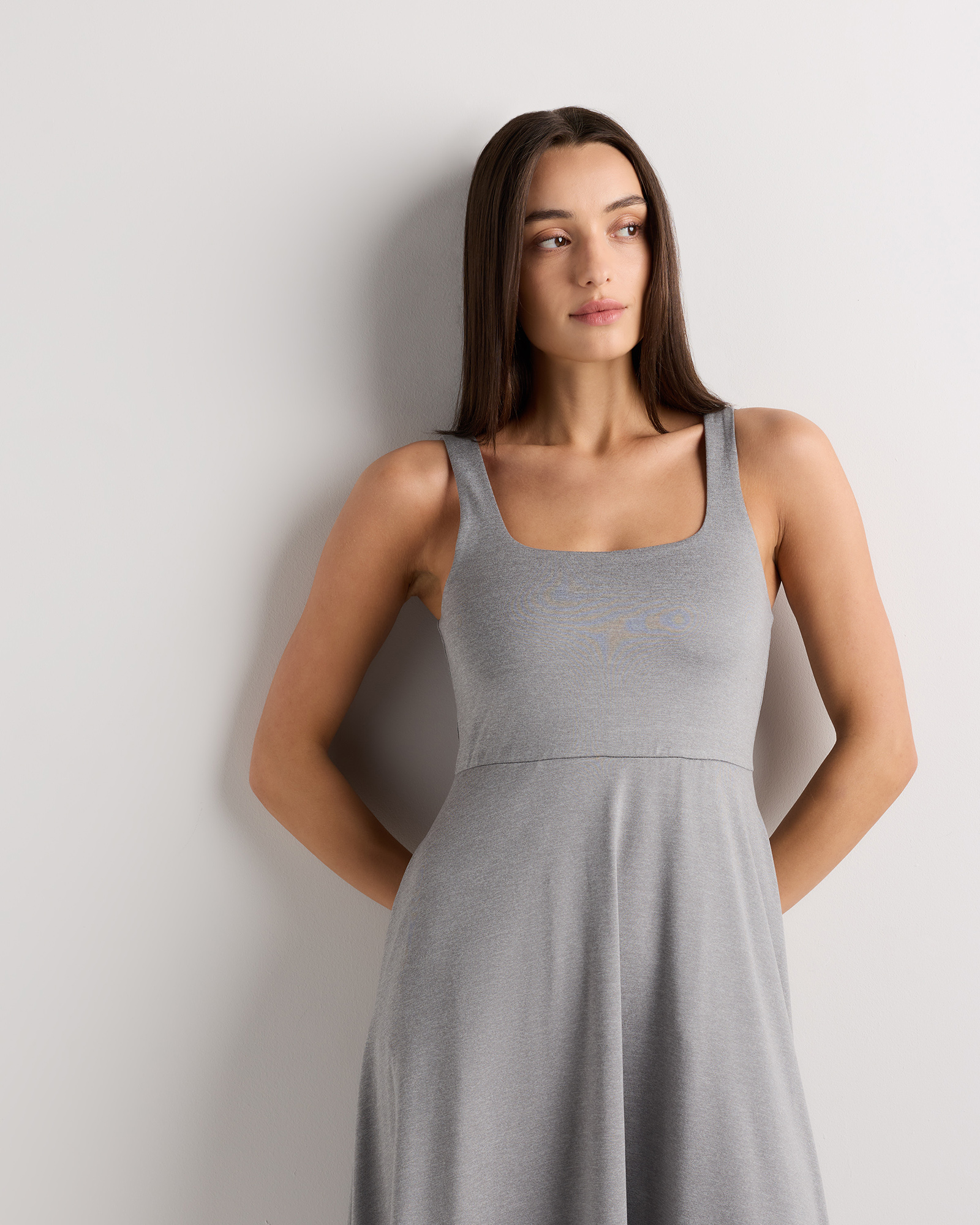 Flowknit Breeze Fit & Flare Dress in Heather Grey
