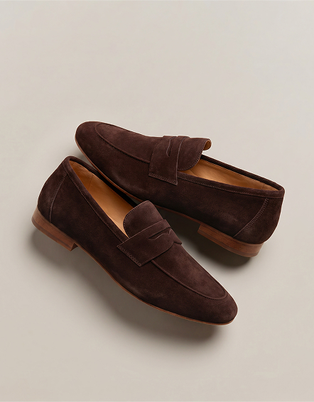 Coffee Bean Italian Suede Penny Loafer