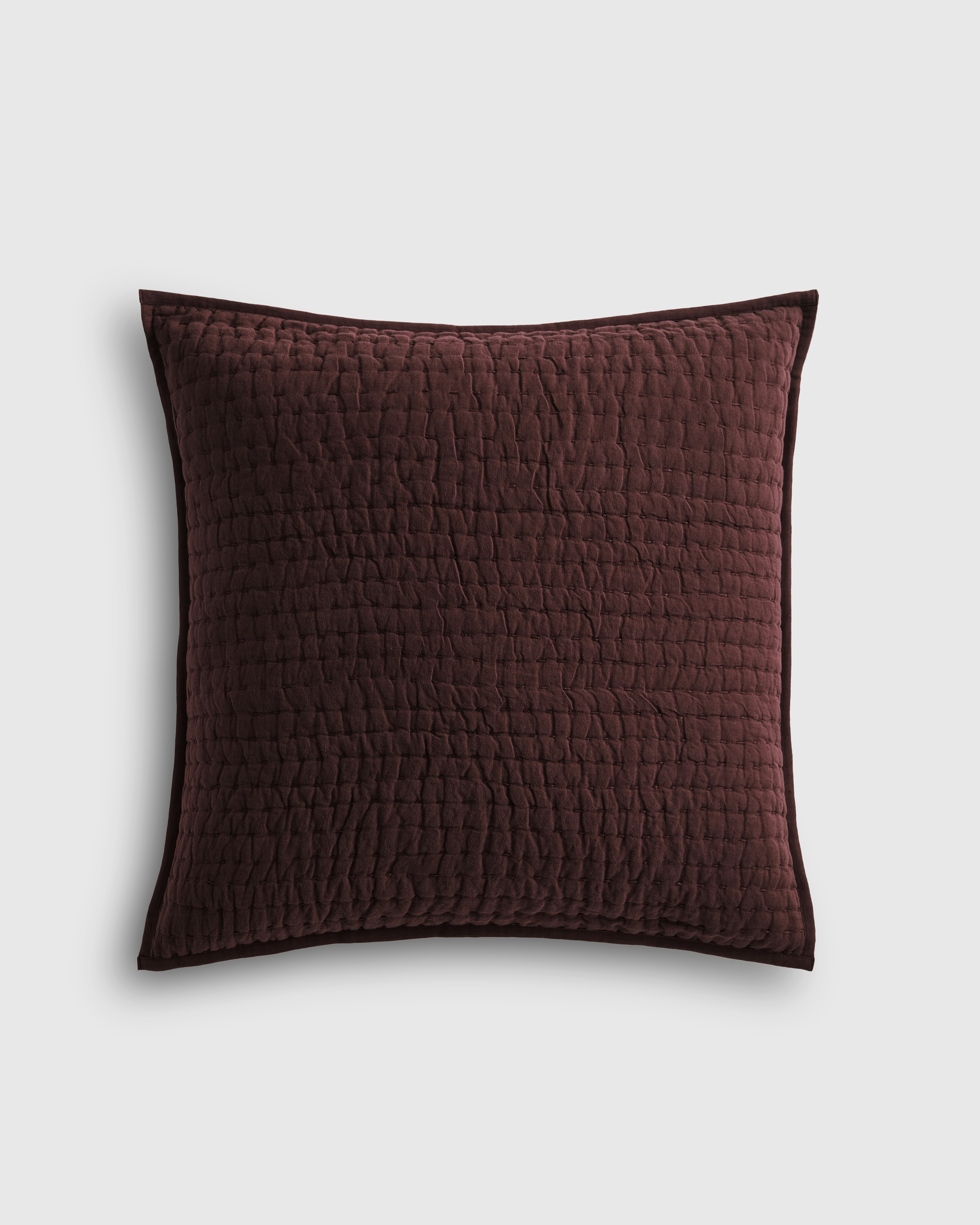 Espresso European Linen Cotton Stitch Quilted Euro Sham