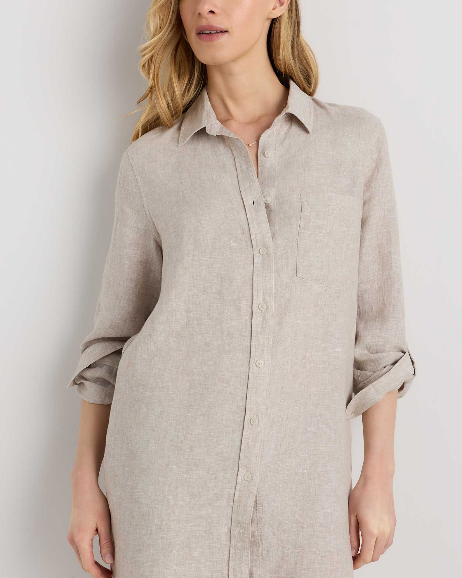 quince linen shirt dress Women's 100% European Linen Shirt Dress in Flax, Size Large, Organic Linen by Quince