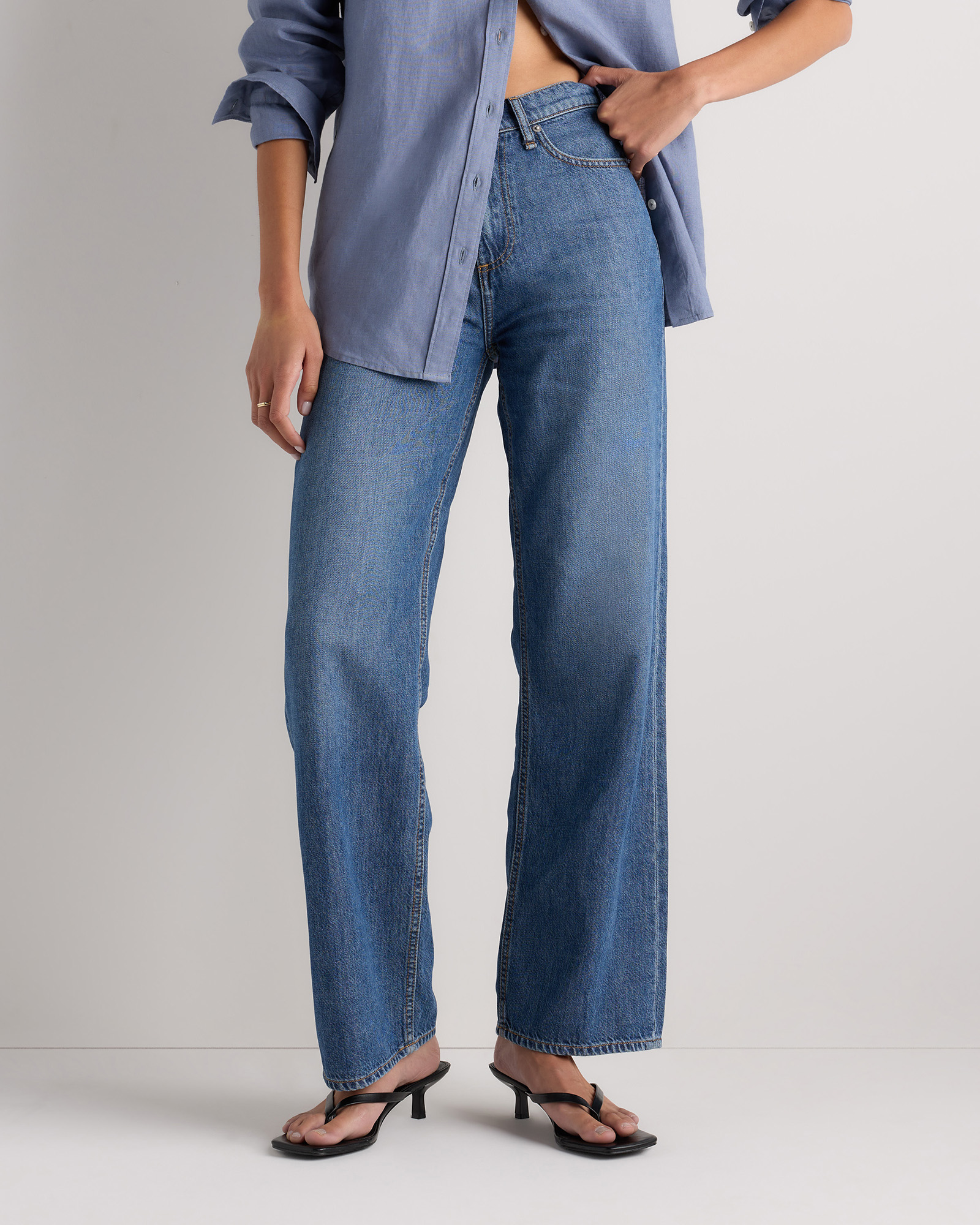 Harbor Blue Bella Wide Leg Jeans in Whisper Denim
