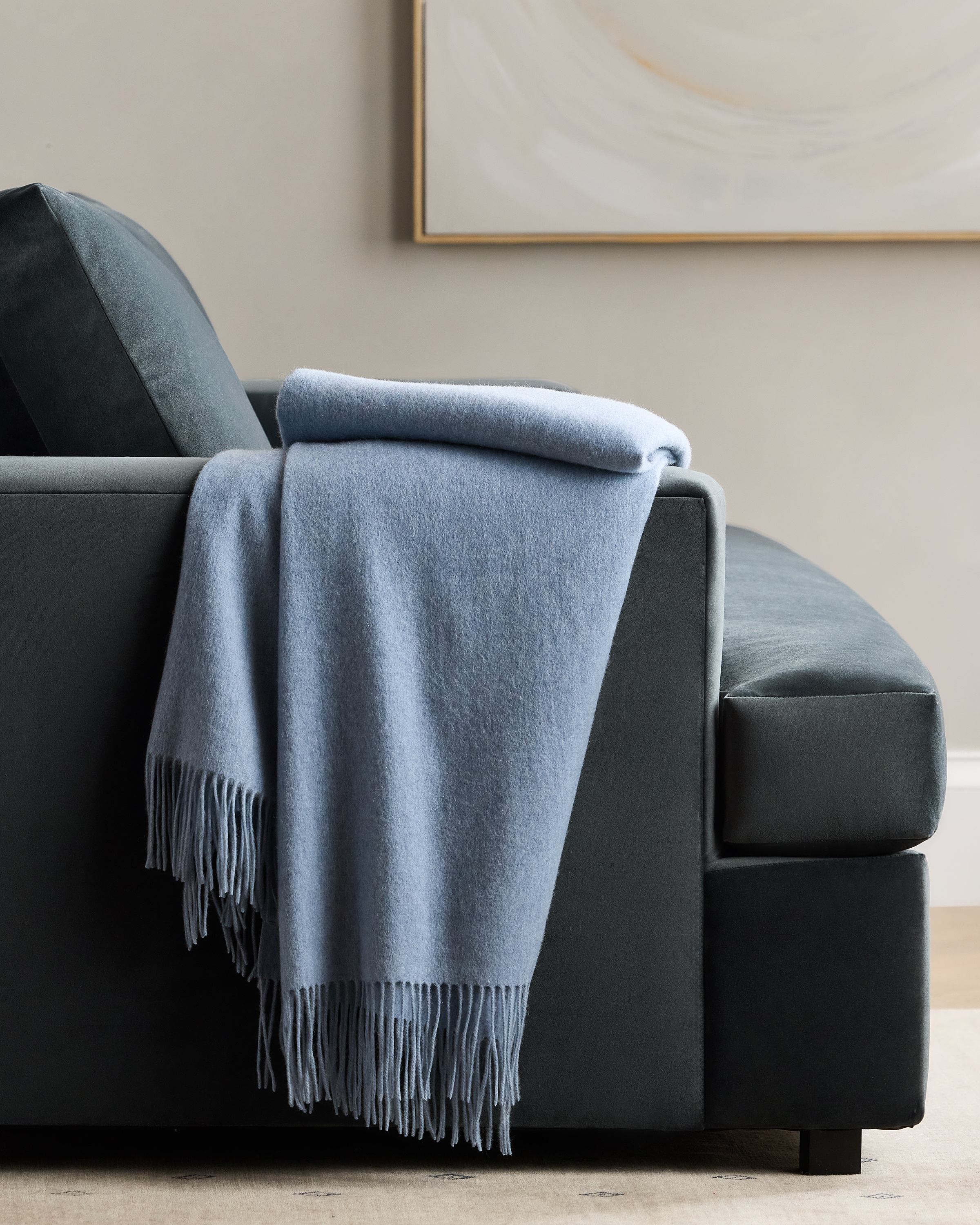 Faded Denim Mongolian Cashmere Throw