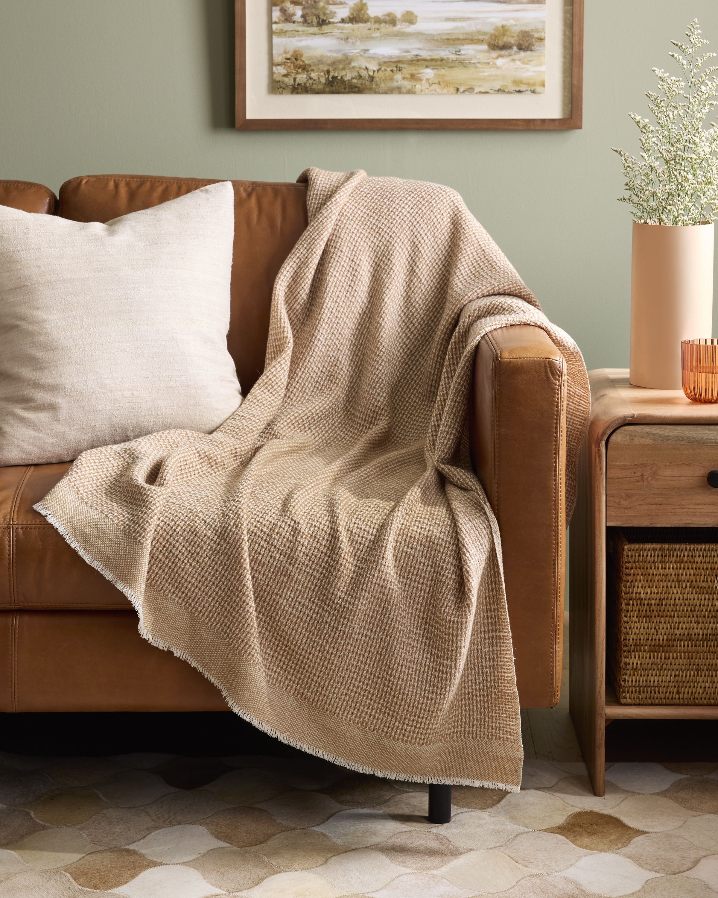 Cashmere Wool Patterned Throw