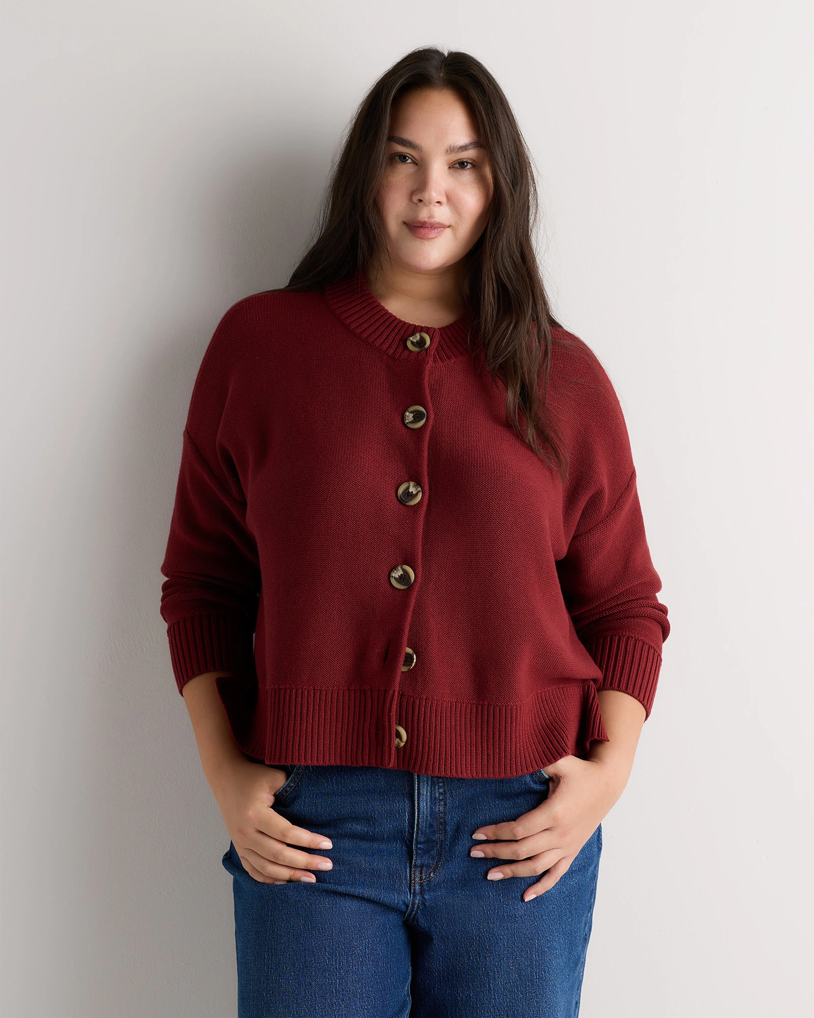 100% Organic Cotton Cropped Cardigan - Plus Size