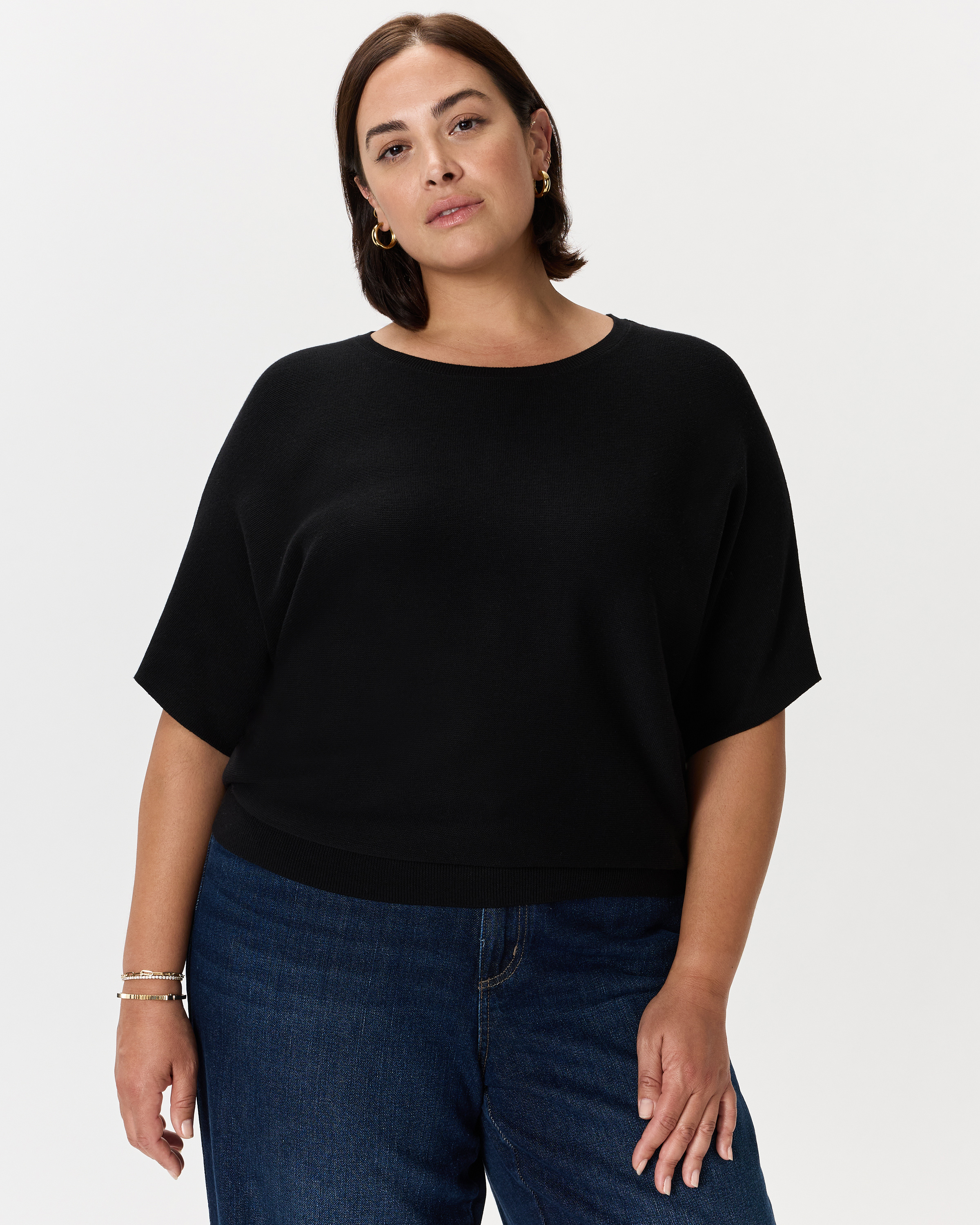 Quince Women's Lightweight Cotton Cashmere Link-stitch Dolman Sweater In Black