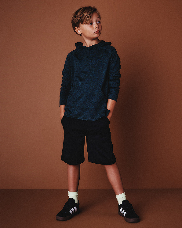 Heather Navy Flowknit Pullover Hoodie