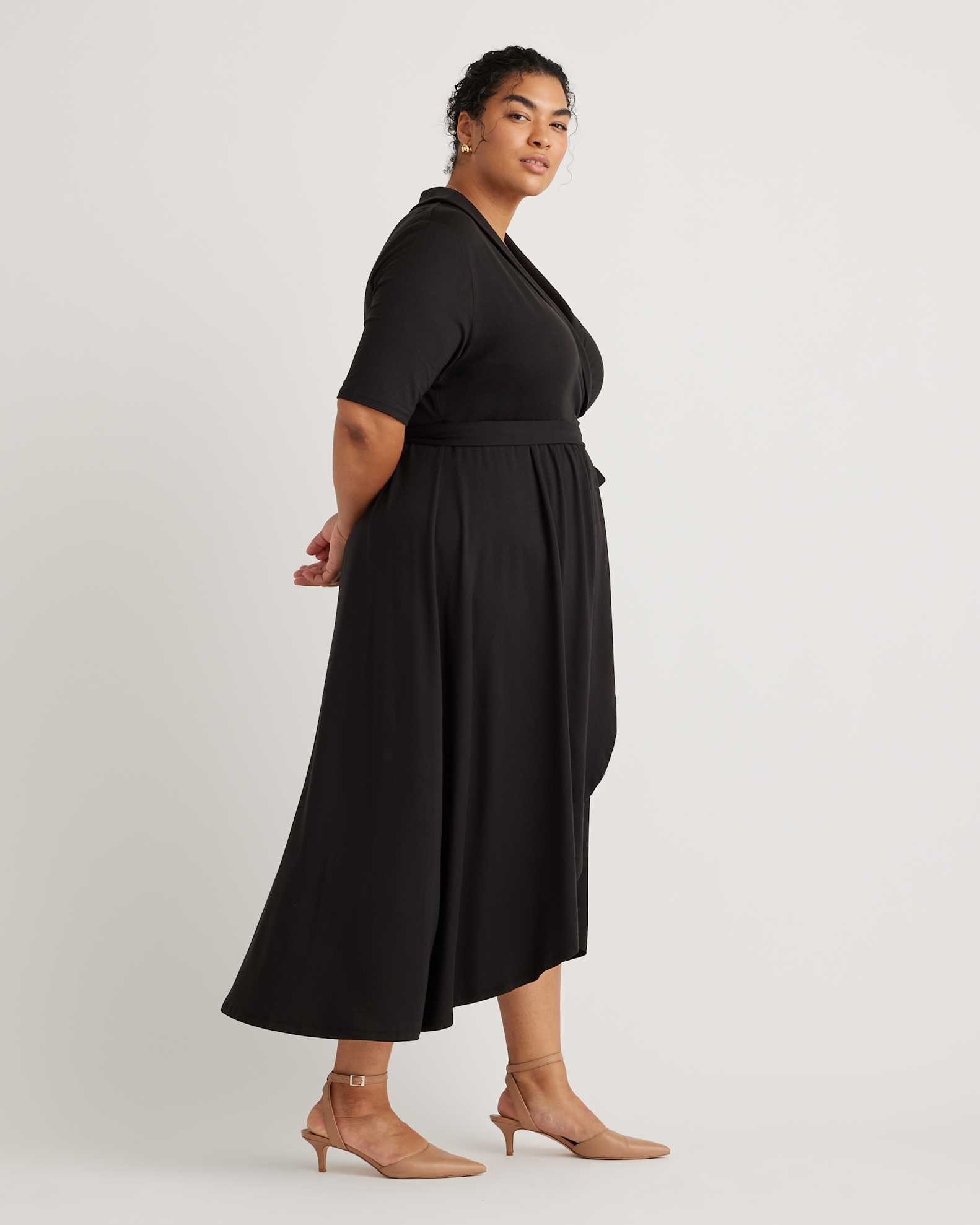 Tencel Jersey Midi Wrap Dress - Plus Size Tencel Jersey Midi Wrap Dress - Plus Size