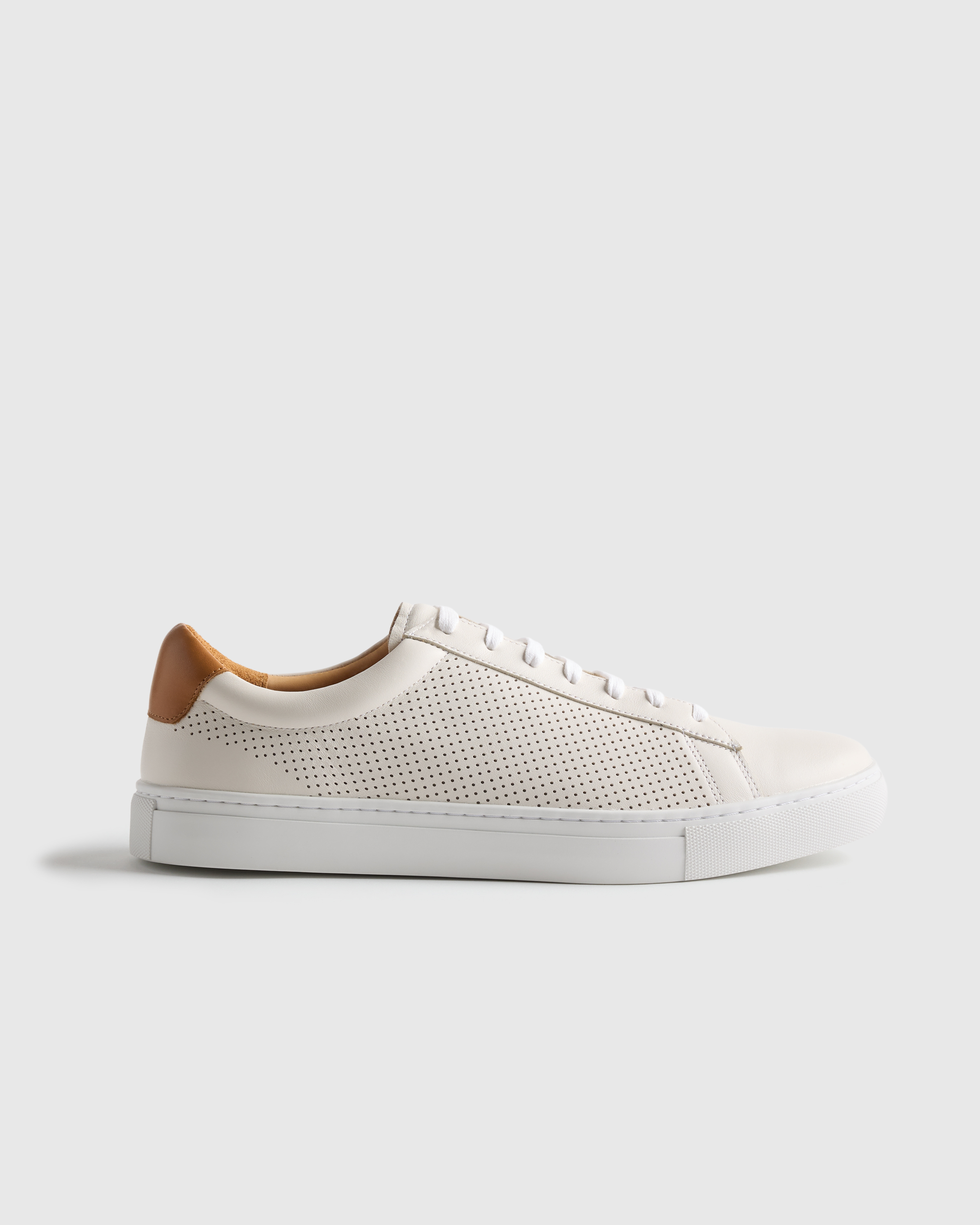 Soft Ivory Perforated Italian Leather Everyday Sneaker