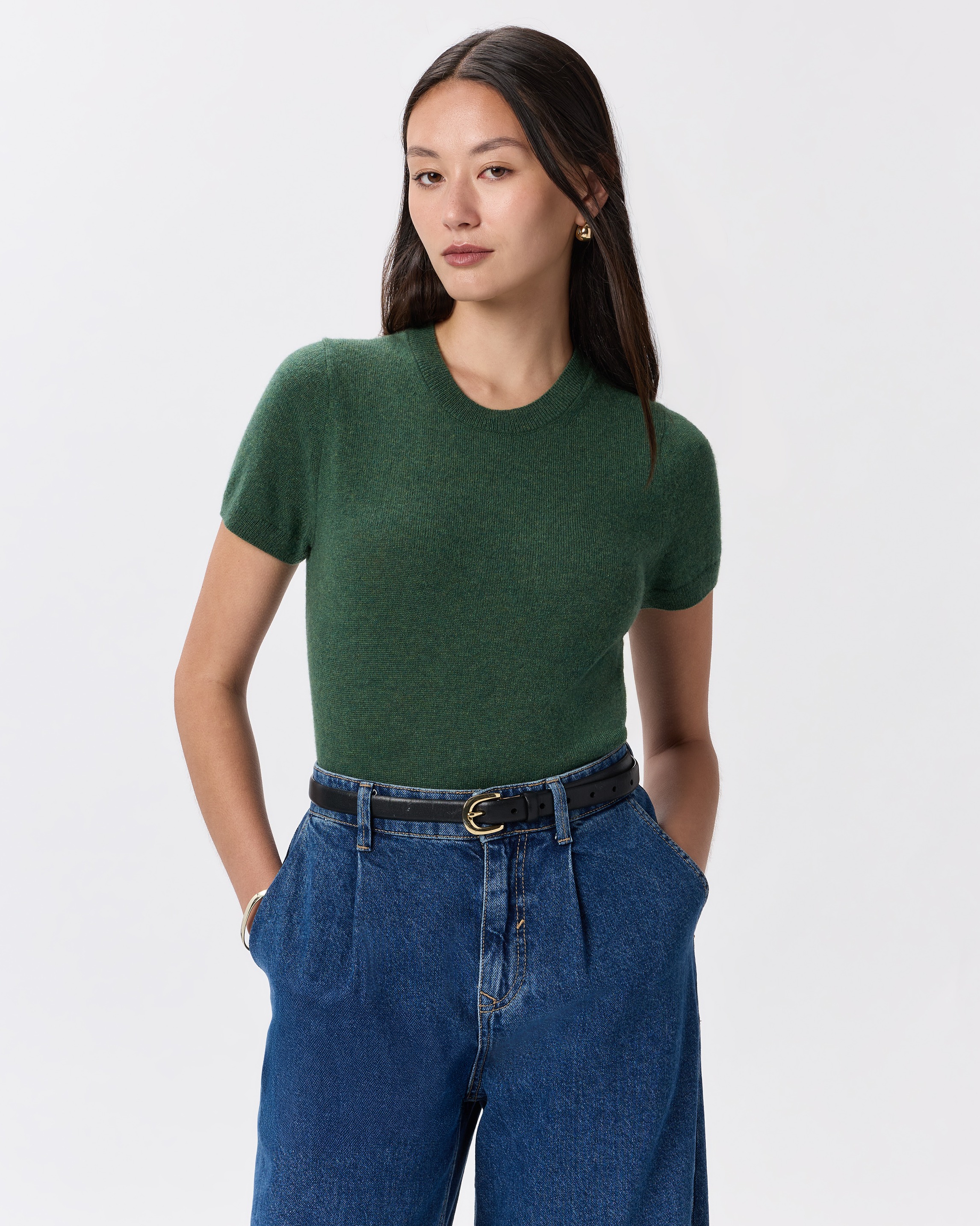 Forest Floor Green Mongolian Cashmere Tee