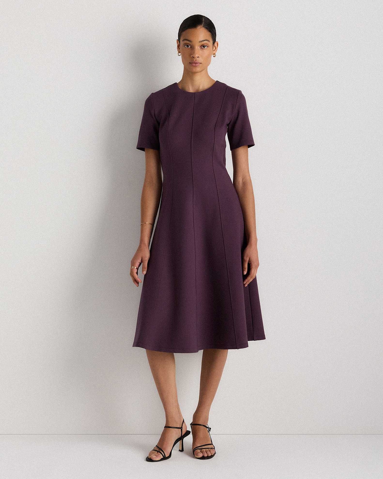 dark purple knee length dress Dark Purple Pleated Dress, Knee Length Dress homecoming dress cg9674 classygown