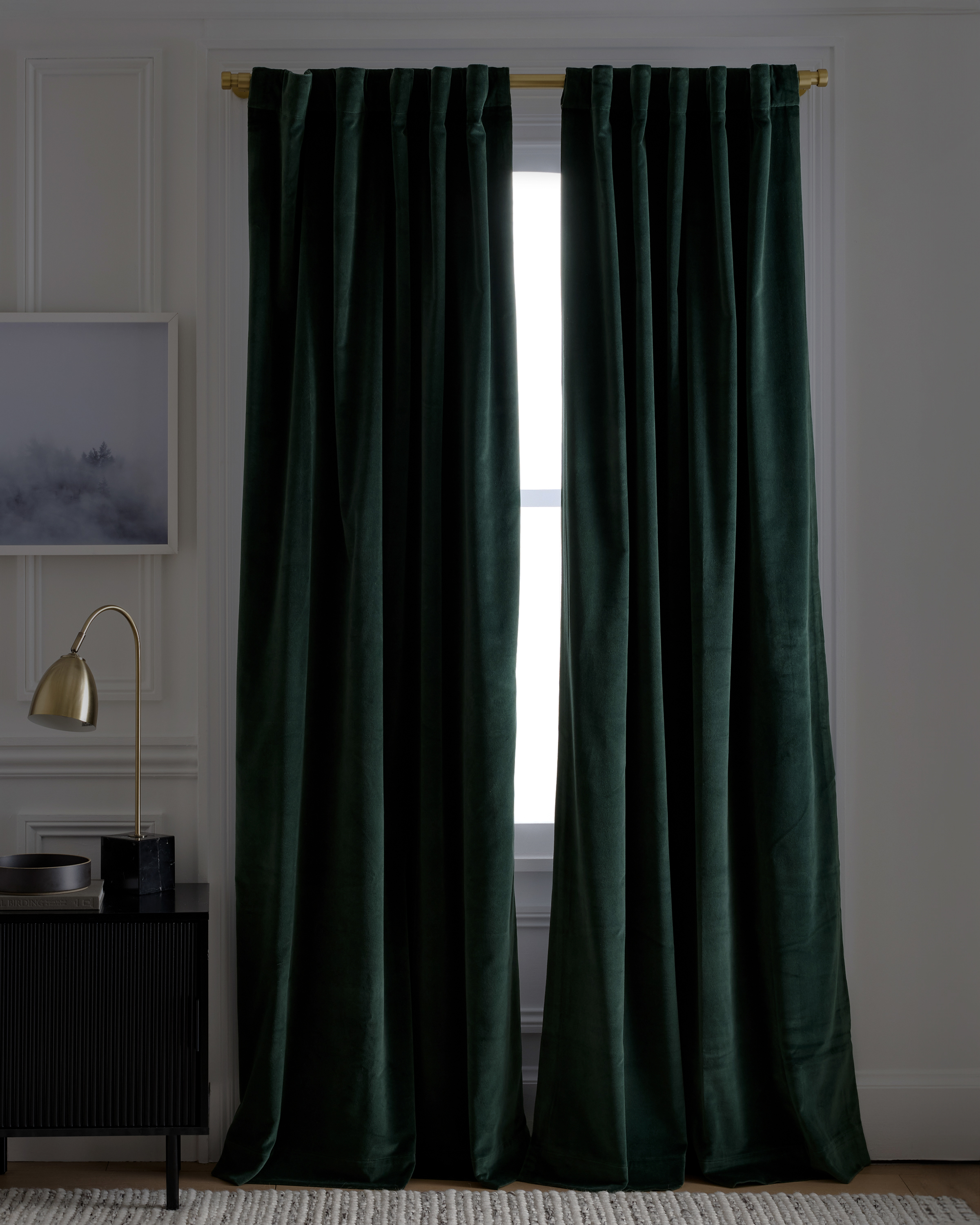 Spruce Cotton Velvet True Blackout Curtain