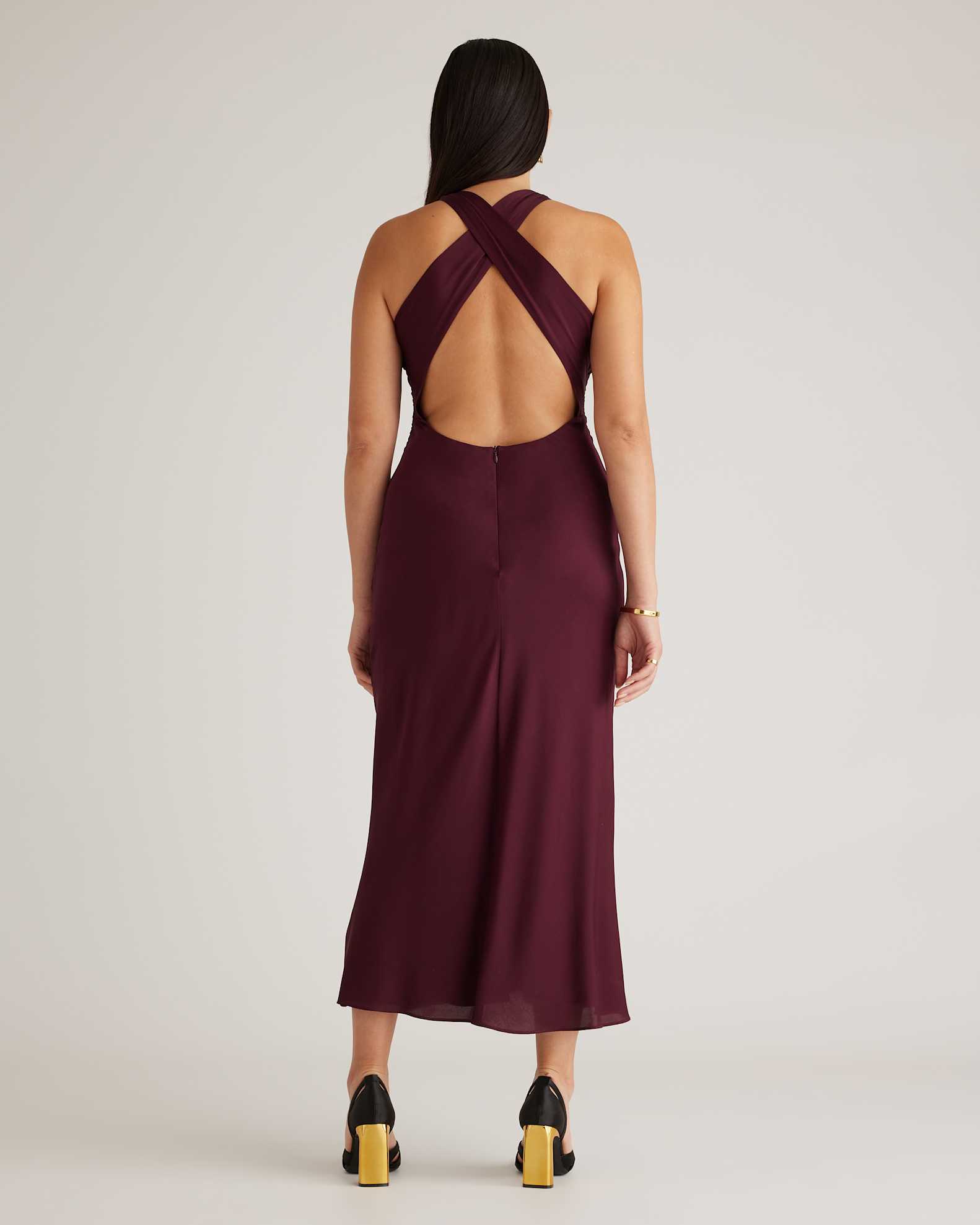 Quince Women's Washable Stretch Silk High Neck Midi Dress, Wine Tasting Color, Size XL, Hypoallergenic & Thermoregulating Mulberry Silk Quince Women's Washable Stretch Silk High Neck Midi Dress, Wine Tasting Color, Size XL, Hypoallergenic & Thermoregulating Mulberry Silk
