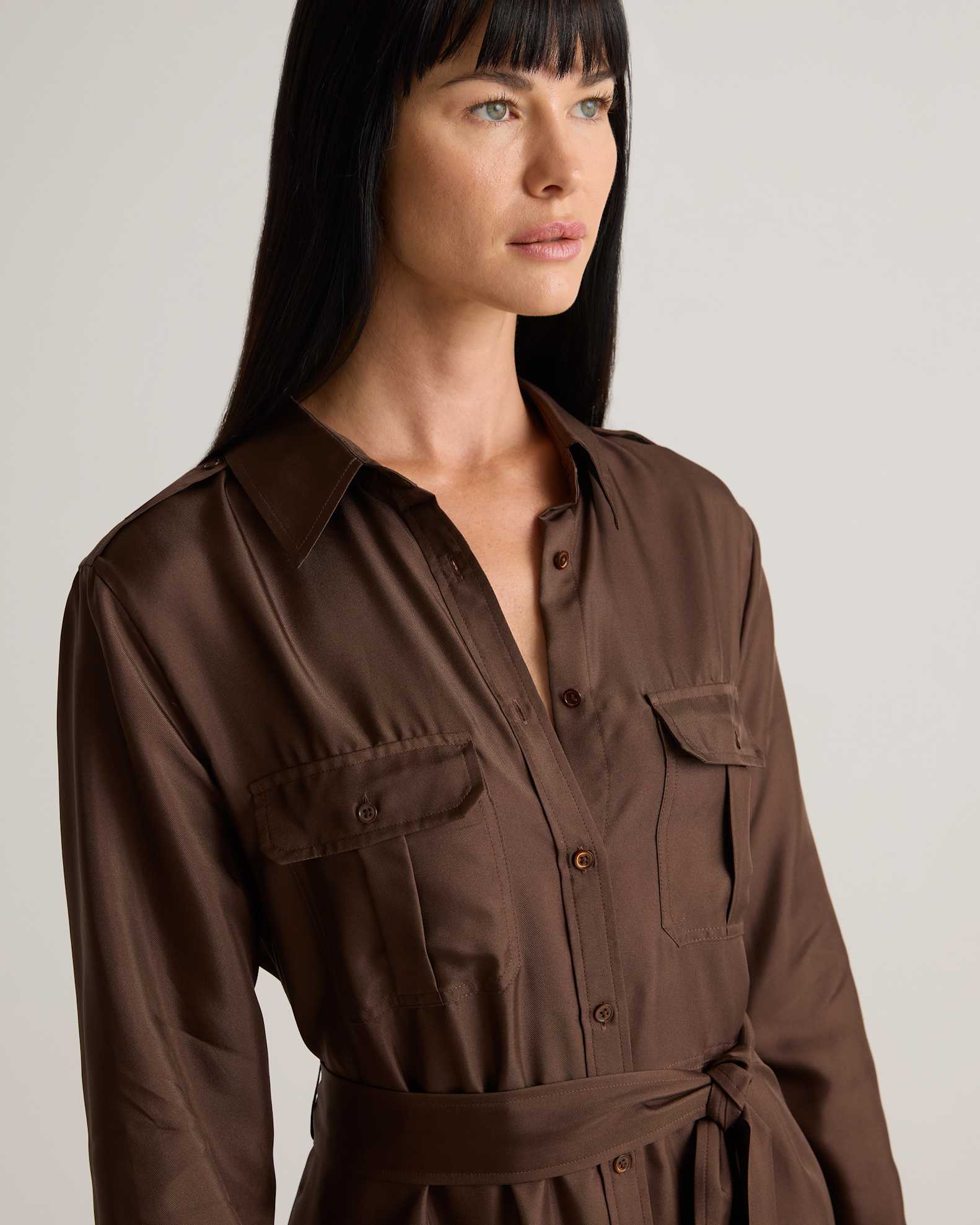 100% Silk Twill Utility Shirt Dress 100% Silk Twill Utility Shirt Dress