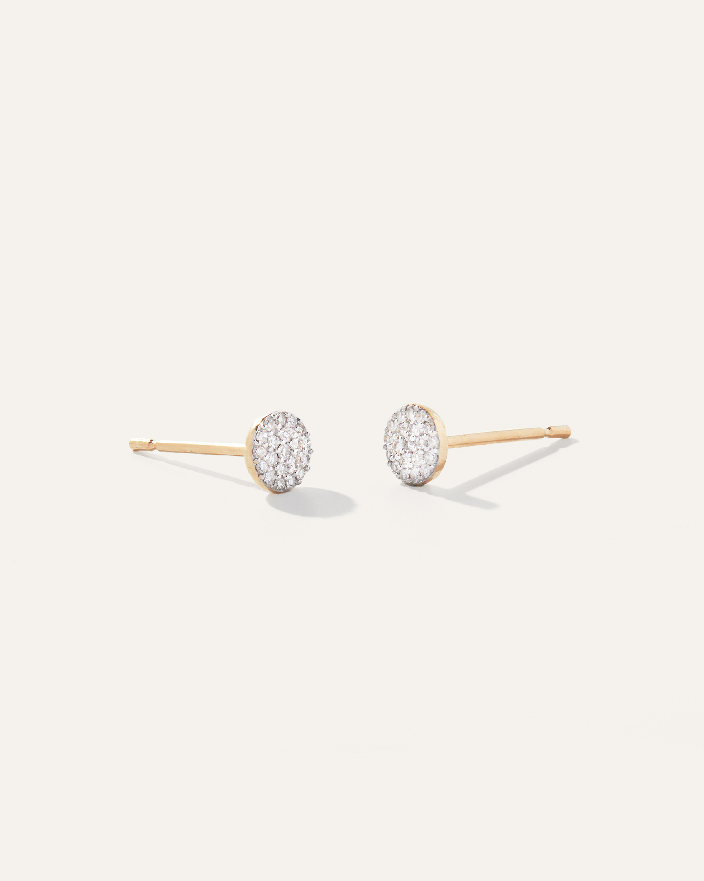 14K Gold Pave Diamond Round Studs